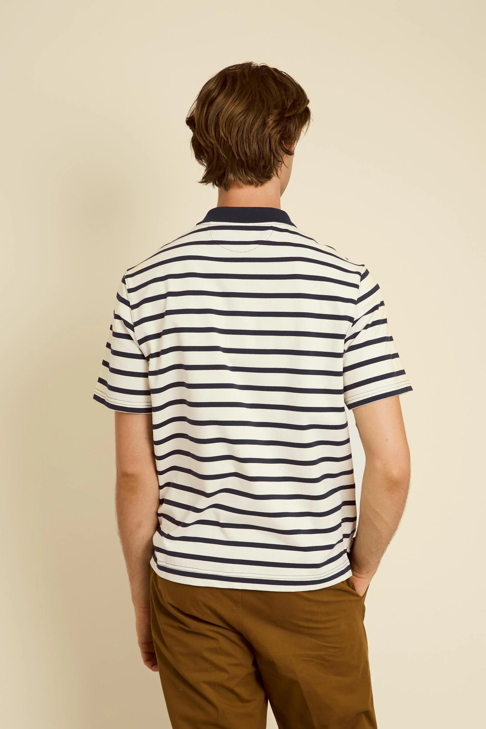 Herren-Poloshirt mit kurzen Ärmeln aus gestreiftem Heavy Jersey - Claudius - Image 4