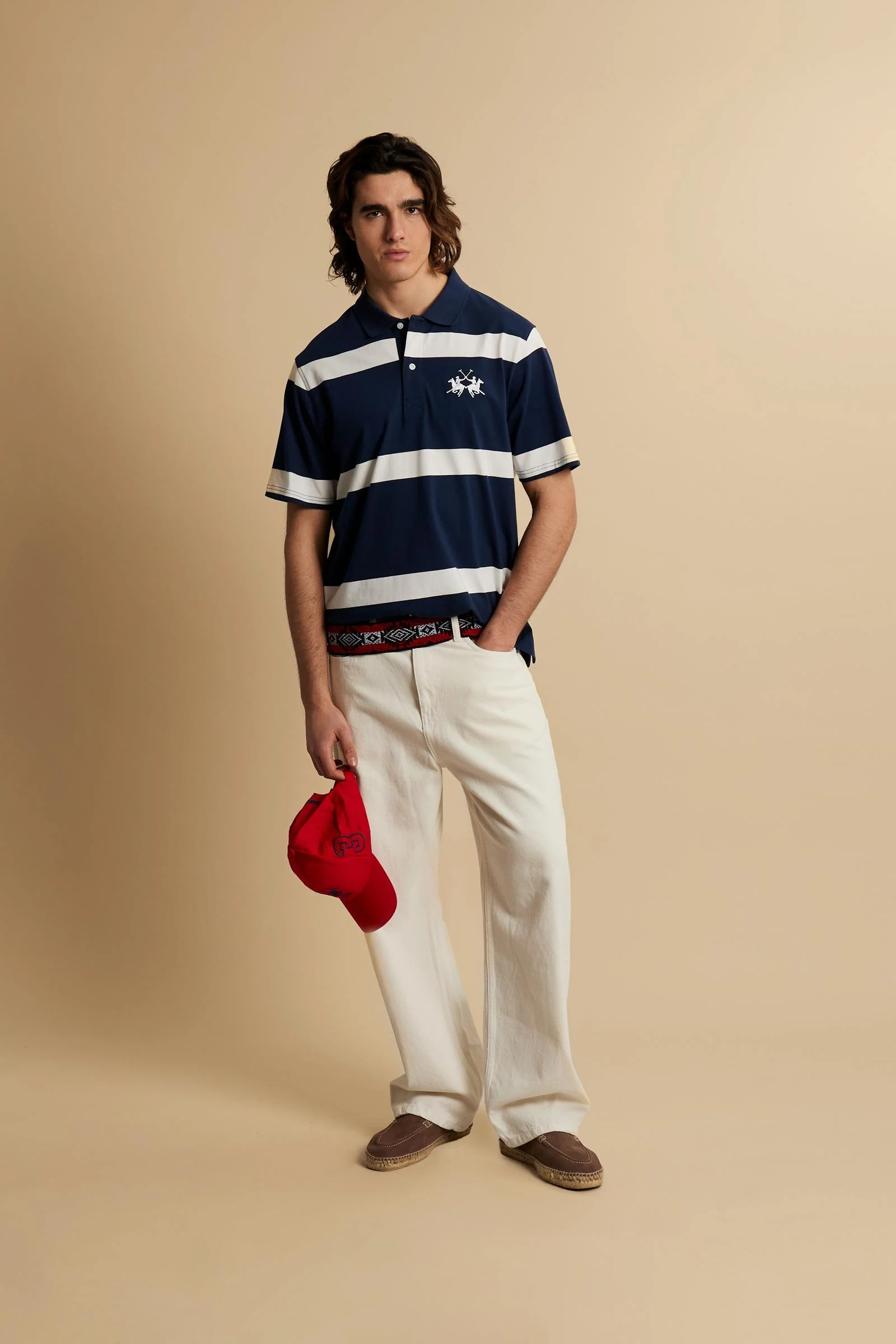 Herren-Poloshirt mit kurzen Ärmeln aus Heavy Cotton Jersey mit Maxi-Streifen - Claud - Image 2