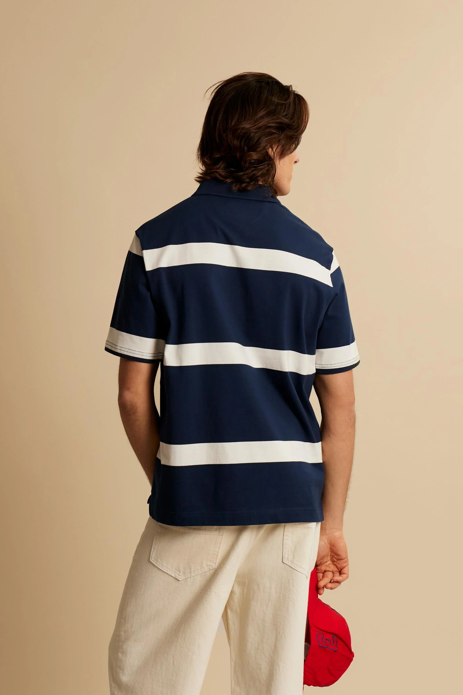 Herren-Poloshirt mit kurzen Ärmeln aus Heavy Cotton Jersey mit Maxi-Streifen - Claud - Image 4