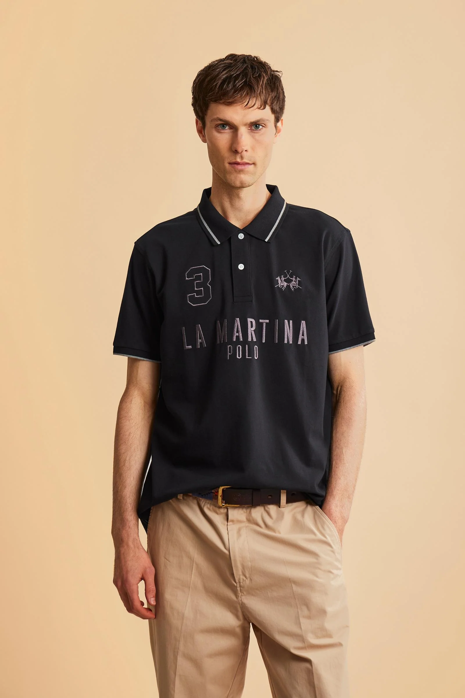 Herren Poloshirt mit kurzen Ärmeln aus Stretch-Piqué Iconic - Yeshayahu