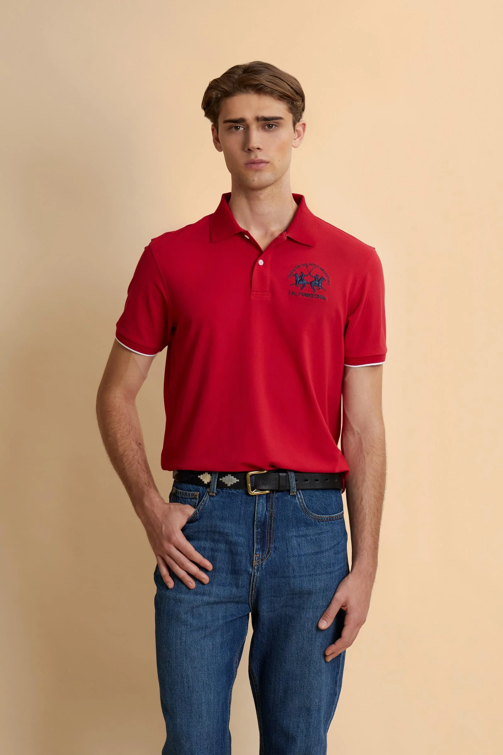 Herren Poloshirt mit kurzen Ärmeln aus Stretch-Piqué mit Iconic Team Logo - Miguel