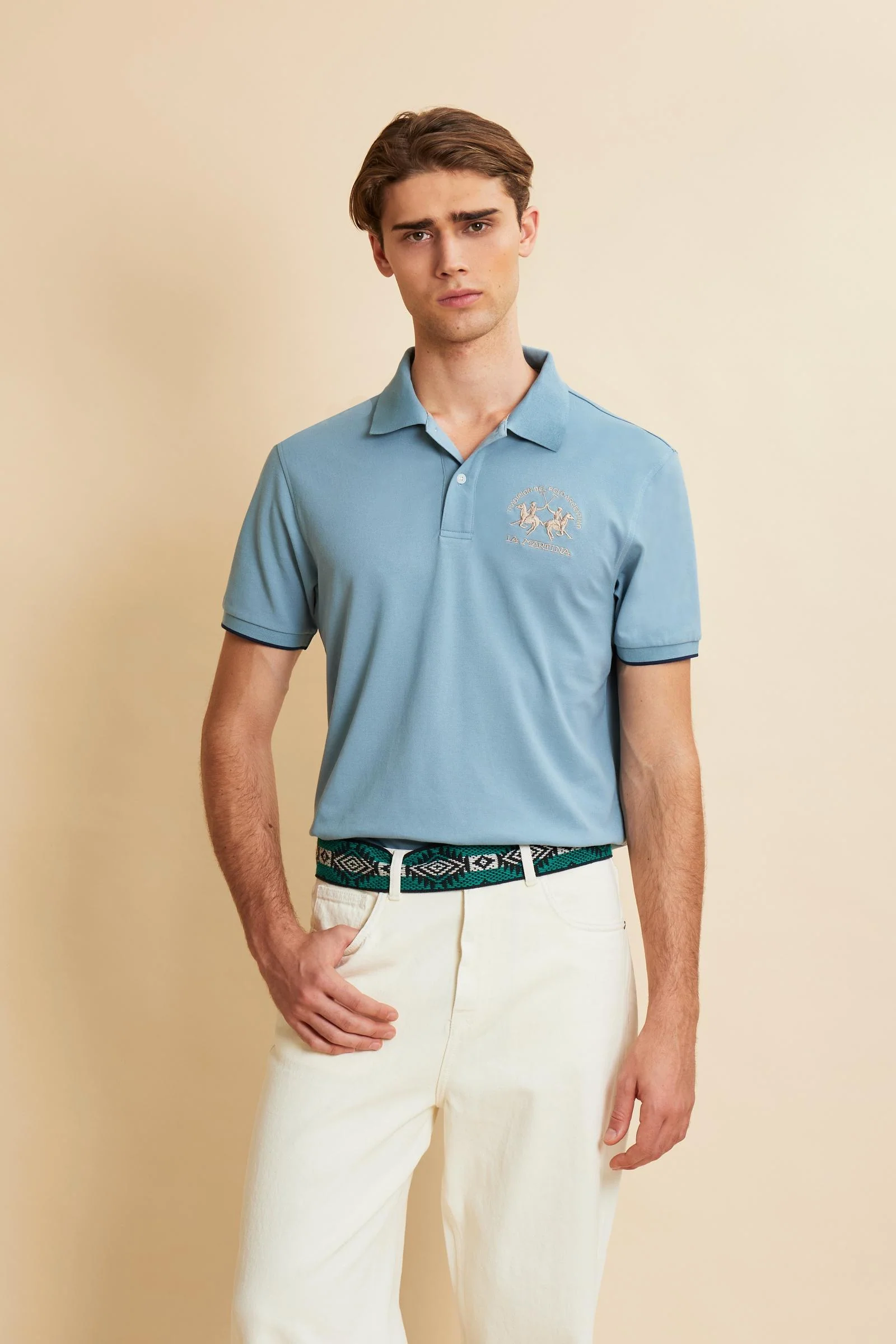 Herren Poloshirt mit kurzen Ärmeln aus Stretch-Piqué mit Iconic Team Logo - Miguel