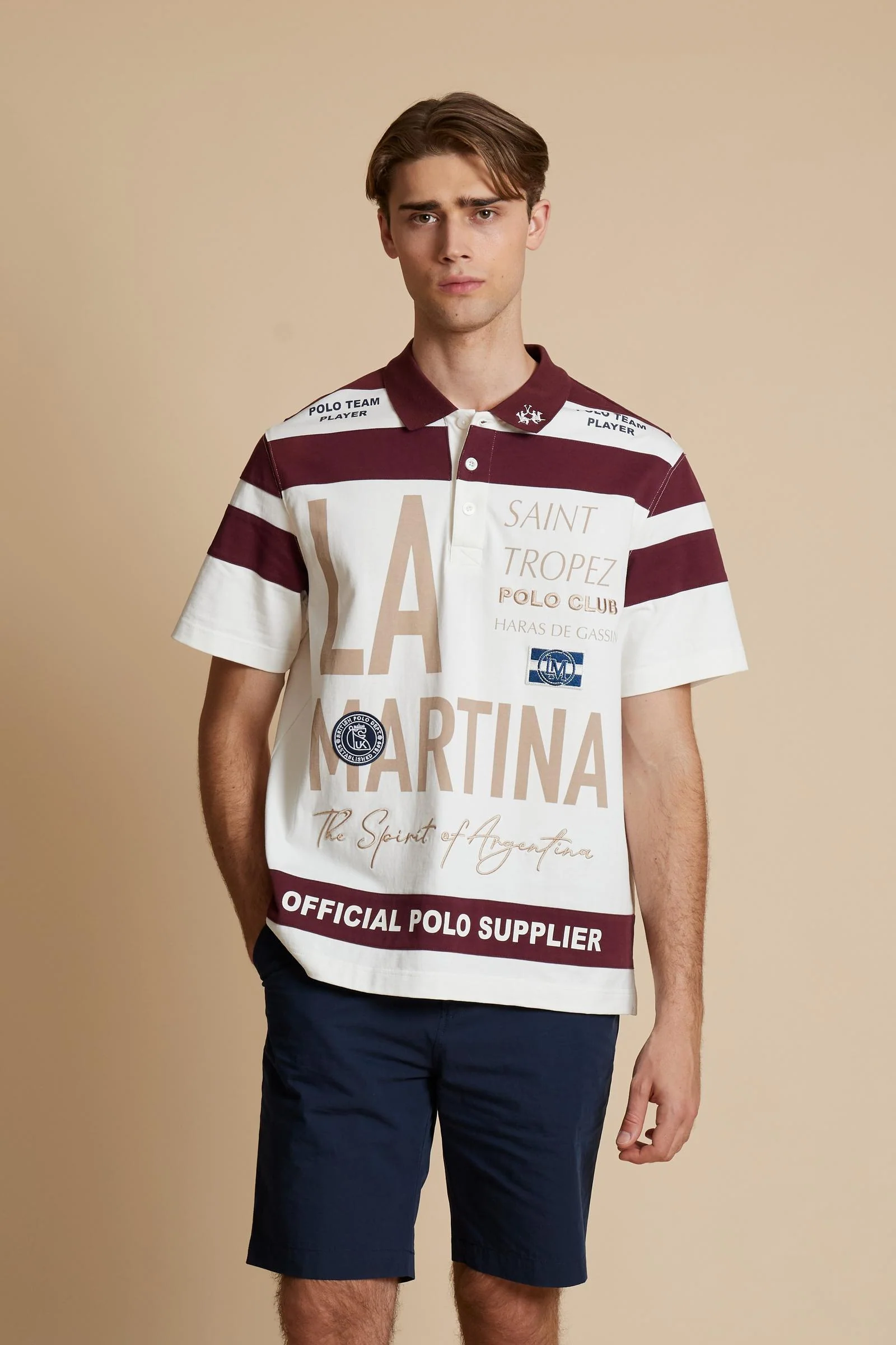 Herren-Poloshirt mit kurzen Ärmeln aus zweifarbigem Heavy Cotton Jersey St. Tropez Edition - Clinton
