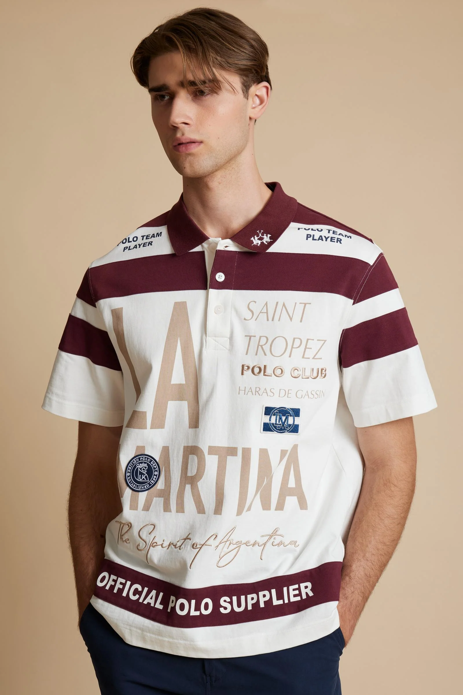 Herren-Poloshirt mit kurzen Ärmeln aus zweifarbigem Heavy Cotton Jersey St. Tropez Edition - Clinton - Image 3