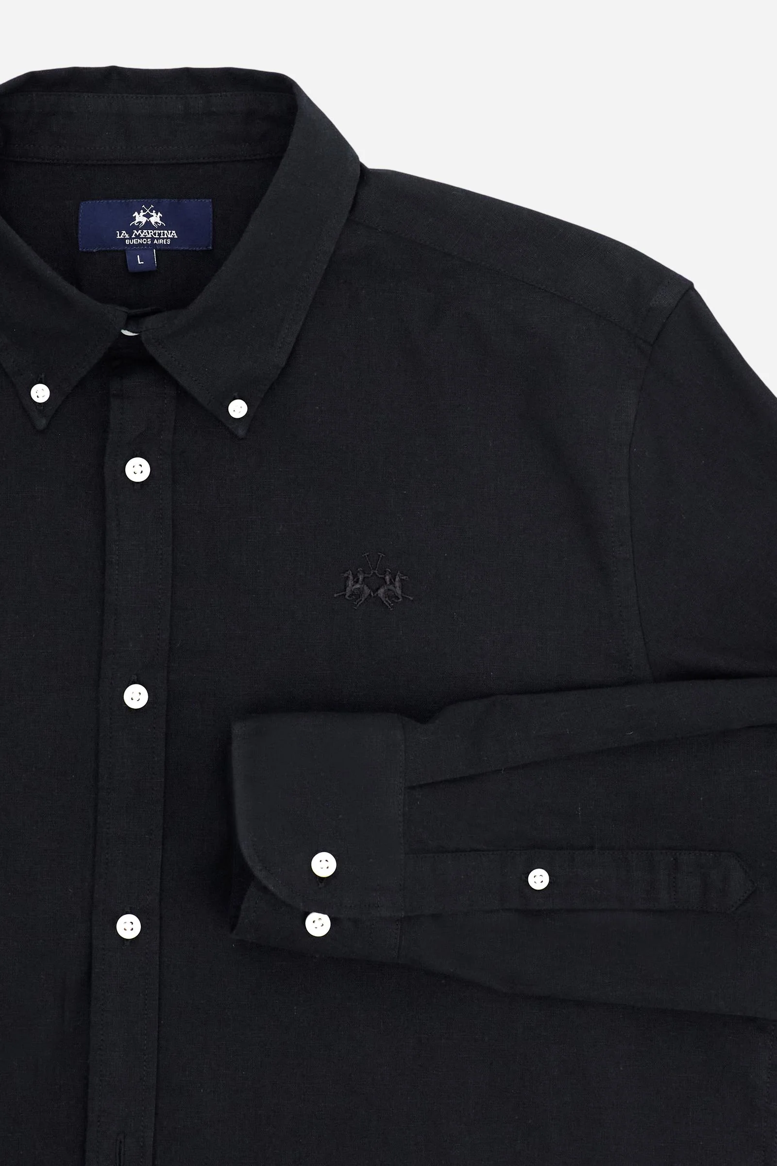Herren Regular Fit Hemd aus Baumwolle und Leinen mit kleinem Logo - Rodolfo - Image 8