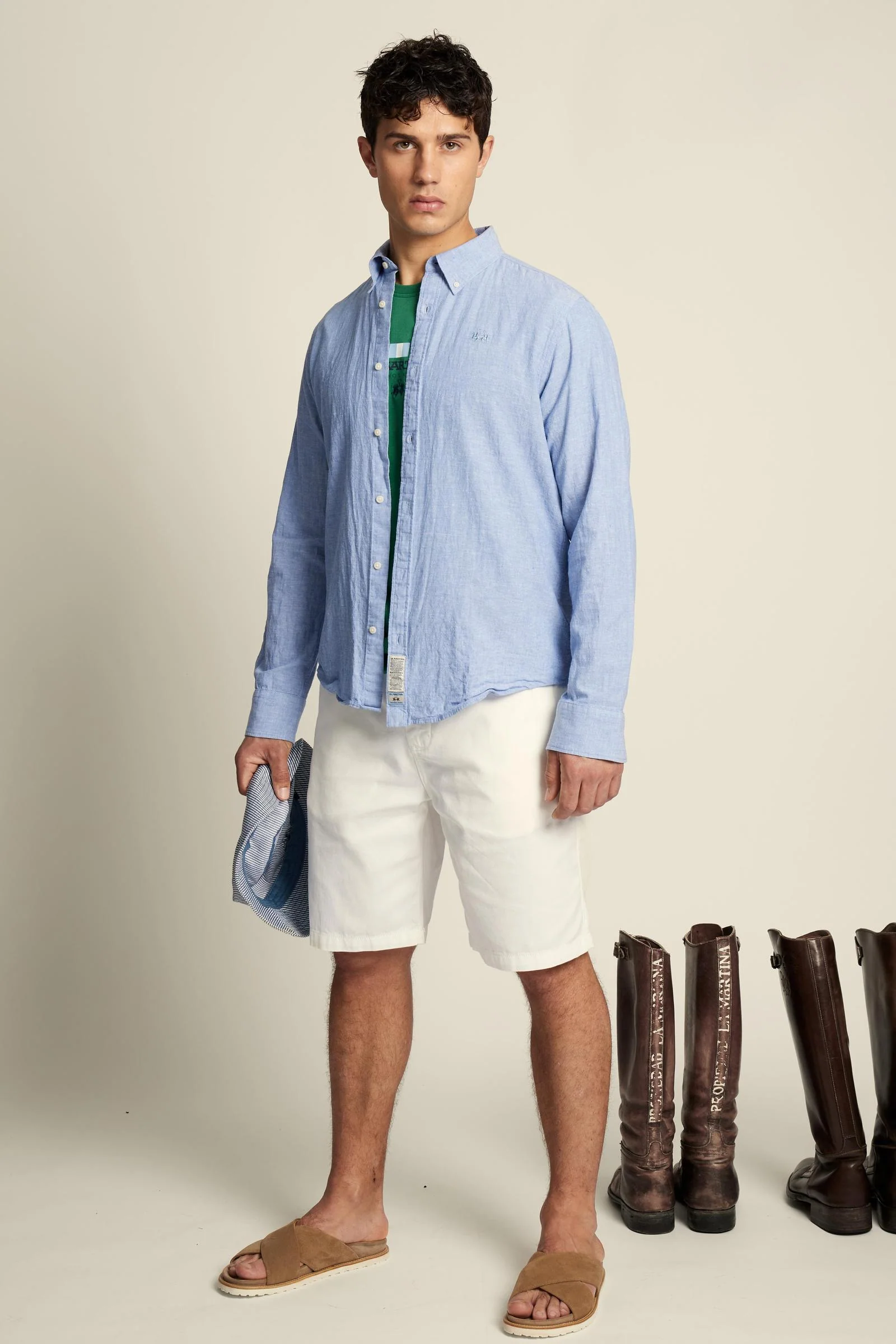 Herren Regular Fit Hemd aus Baumwolle und Leinen mit kleinem Logo - Rodolfo - Image 2