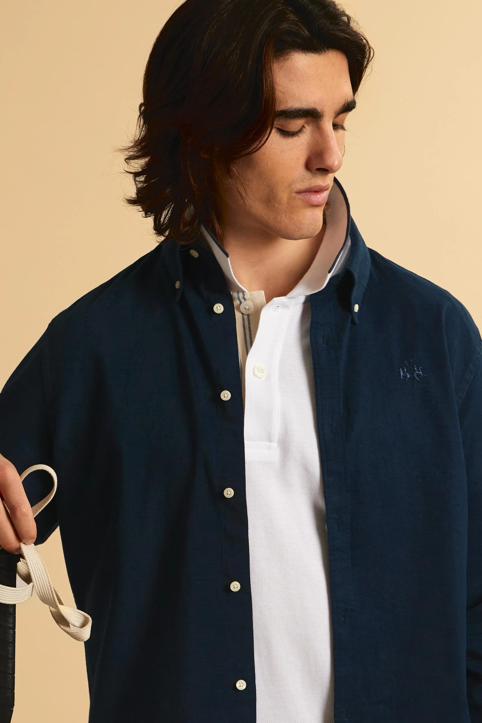 Herren Regular Fit Hemd aus Baumwolle und Leinen mit kleinem Logo - Rodolfo - Image 3