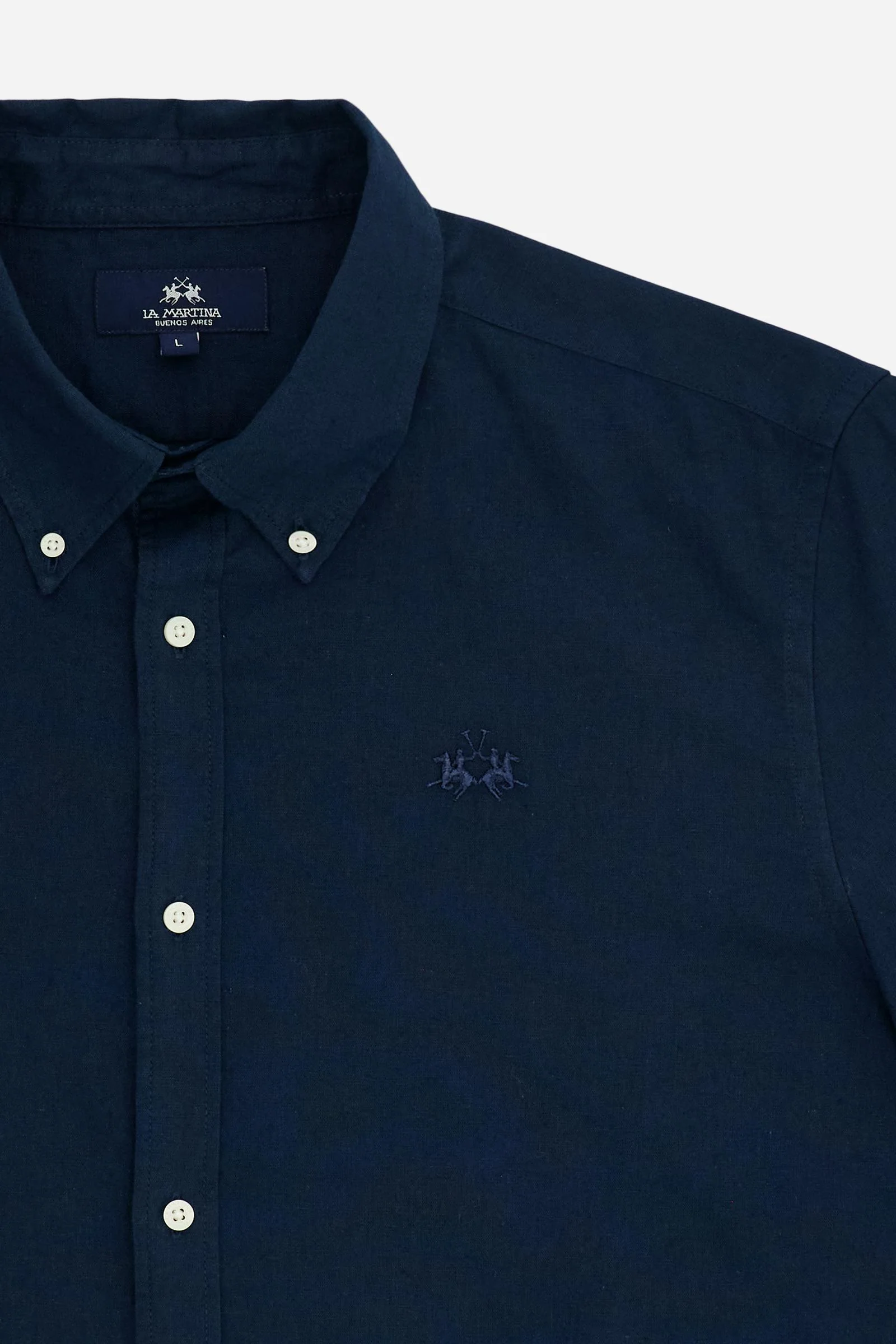 Herren Regular Fit Hemd aus Baumwolle und Leinen mit kleinem Logo - Rodolfo - Image 8
