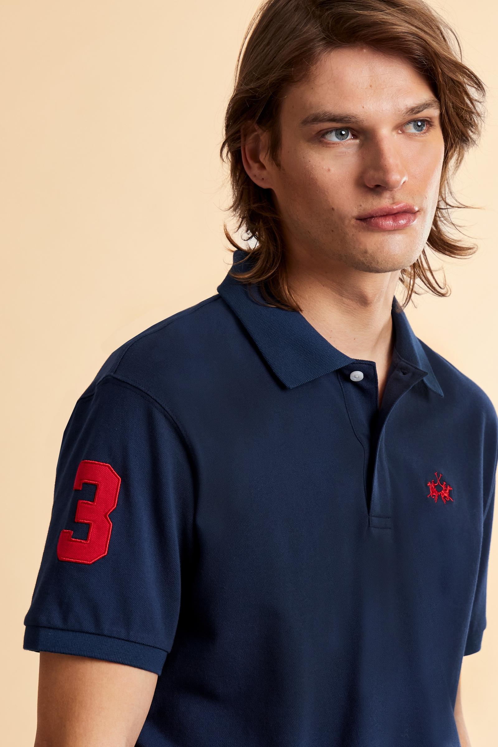 Herren-Stretch-Piqué-Poloshirt mit Nummer am Ärmel – Ray - Image 3