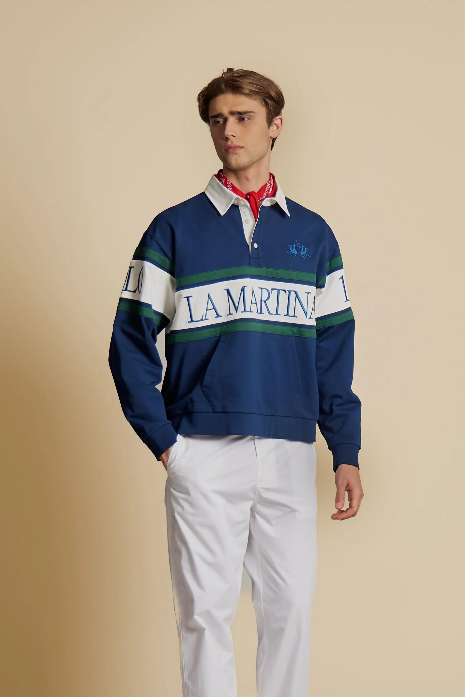 Herren Sweatshirt aus French Terry mit Kontraststreifen - Chente