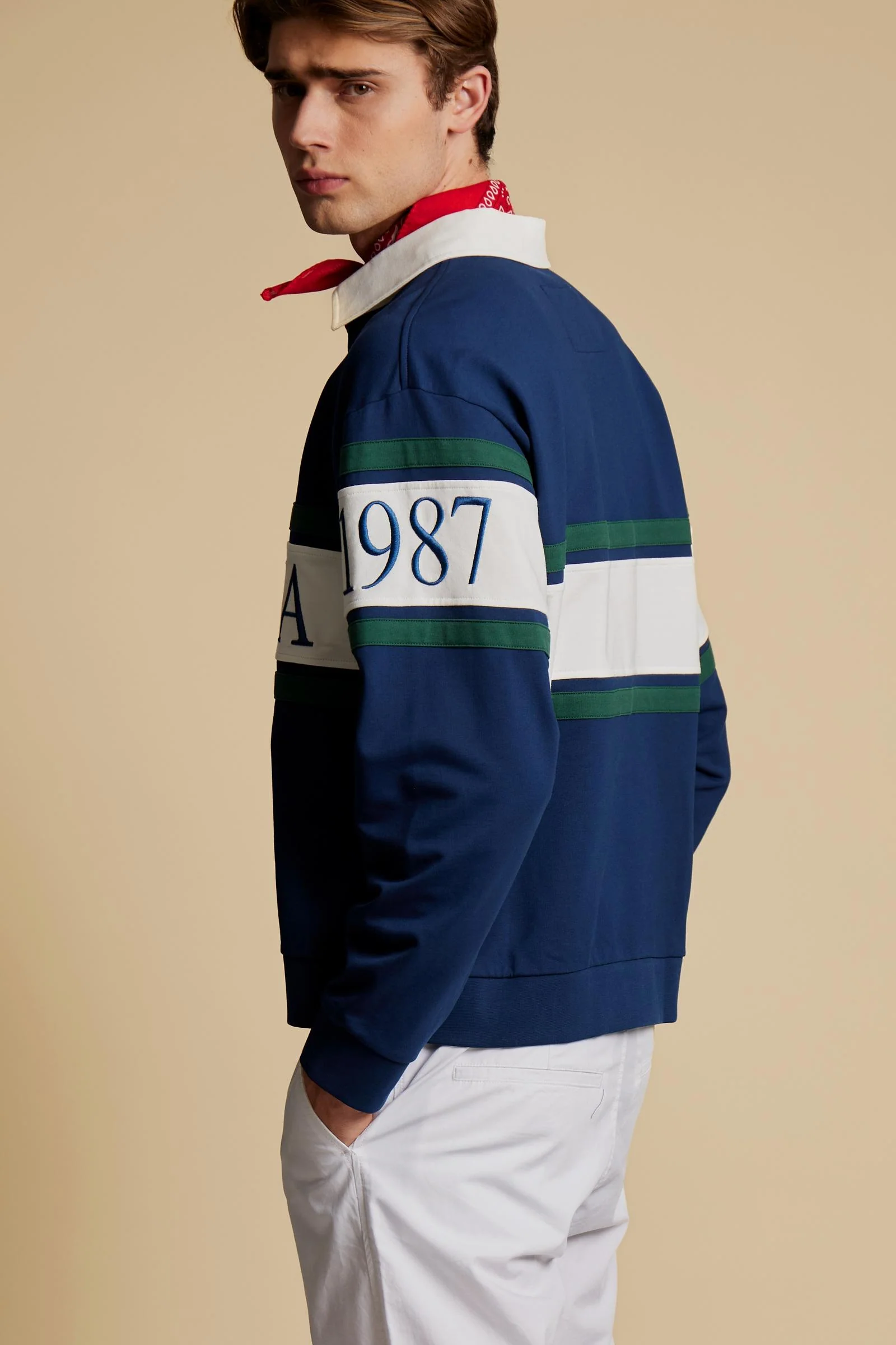 Herren Sweatshirt aus French Terry mit Kontraststreifen - Chente - Image 3