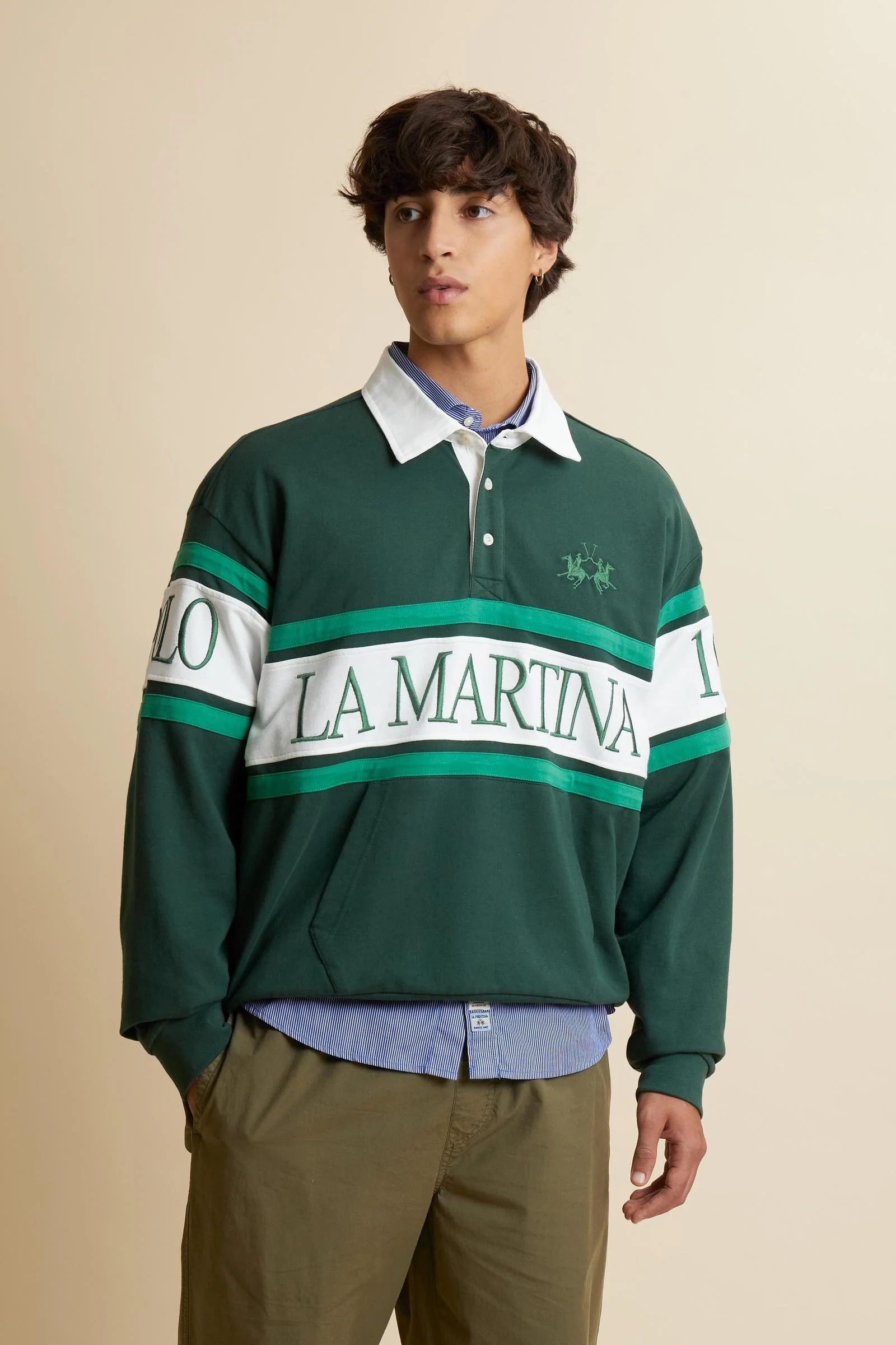 Herren Sweatshirt aus French Terry mit Kontraststreifen - Chente
