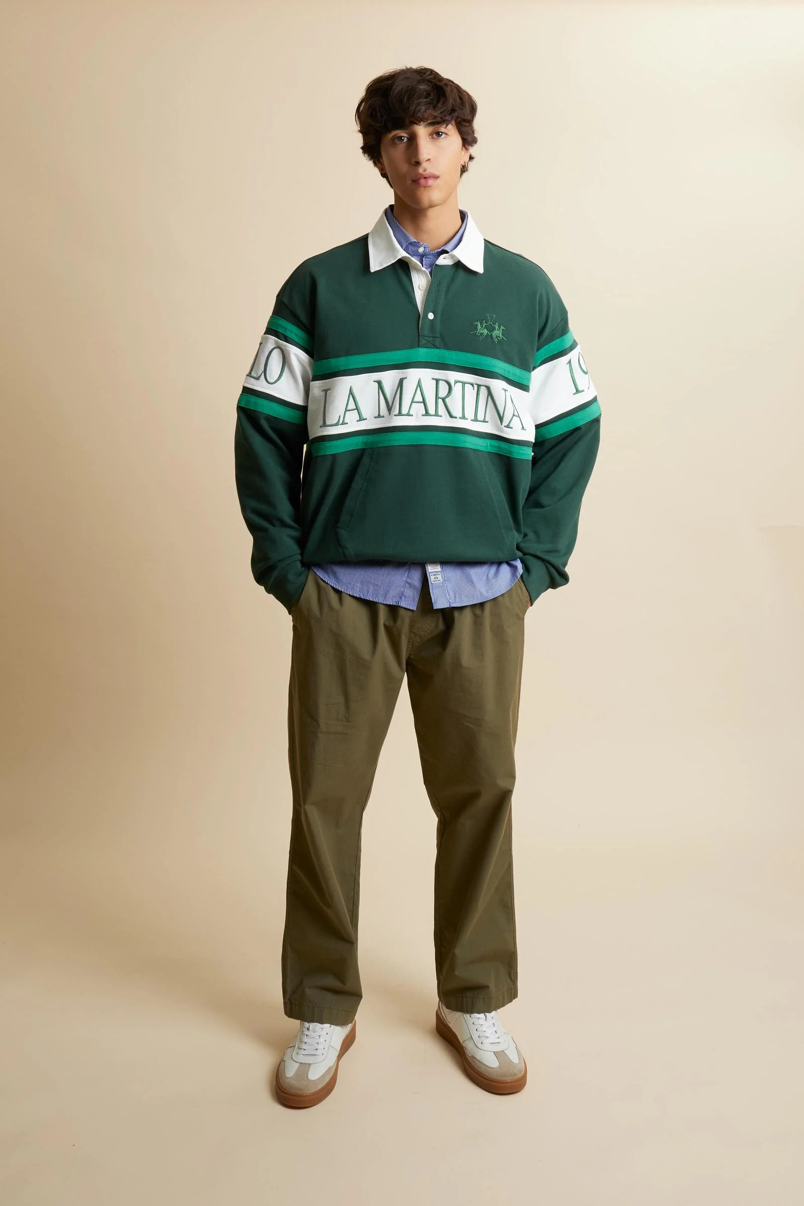 Herren Sweatshirt aus French Terry mit Kontraststreifen - Chente - Image 2