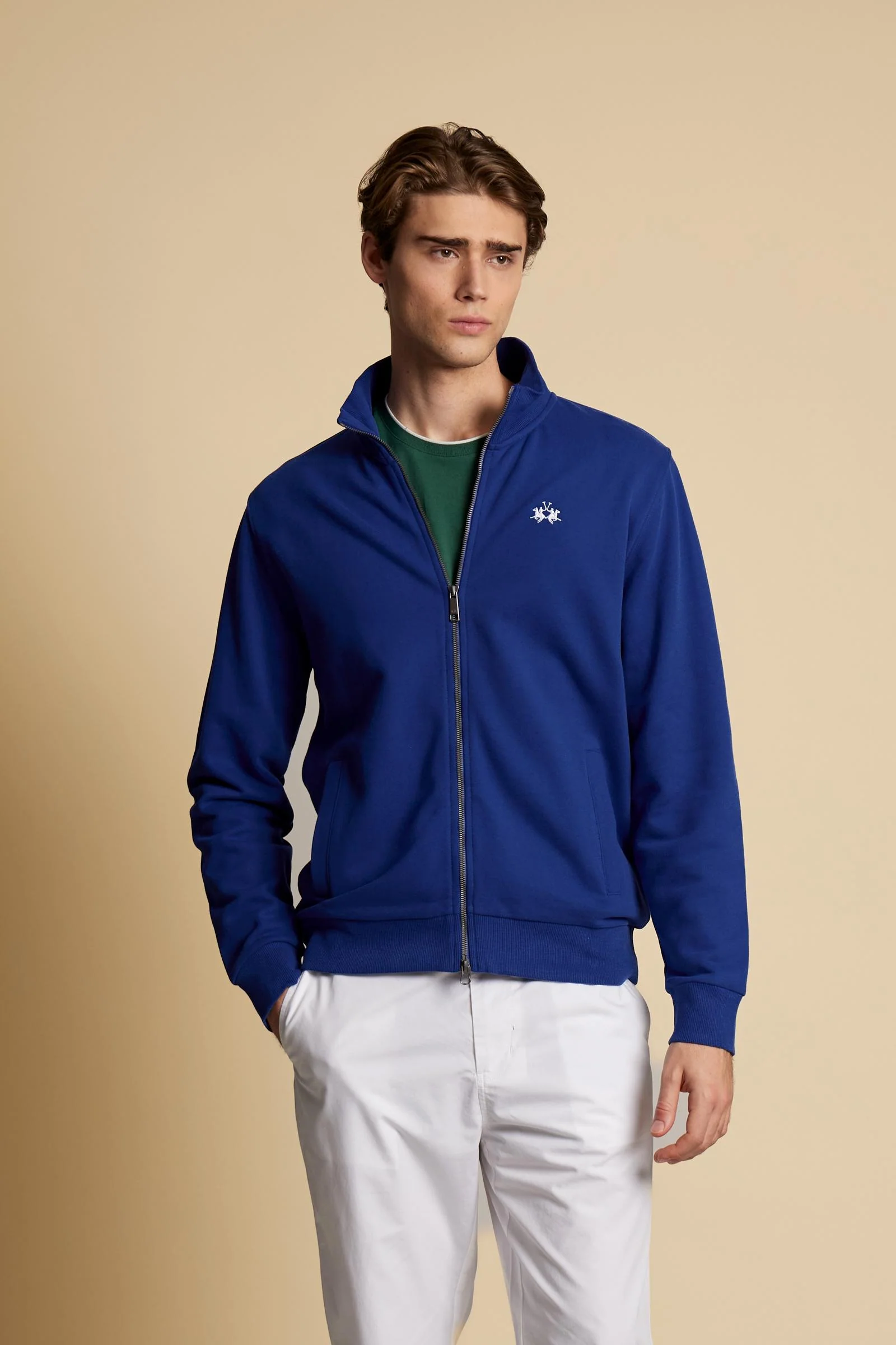 Herren Sweatshirt mit durchgehendem Reißverschluss aus Baumwoll-French-Terry – Caden