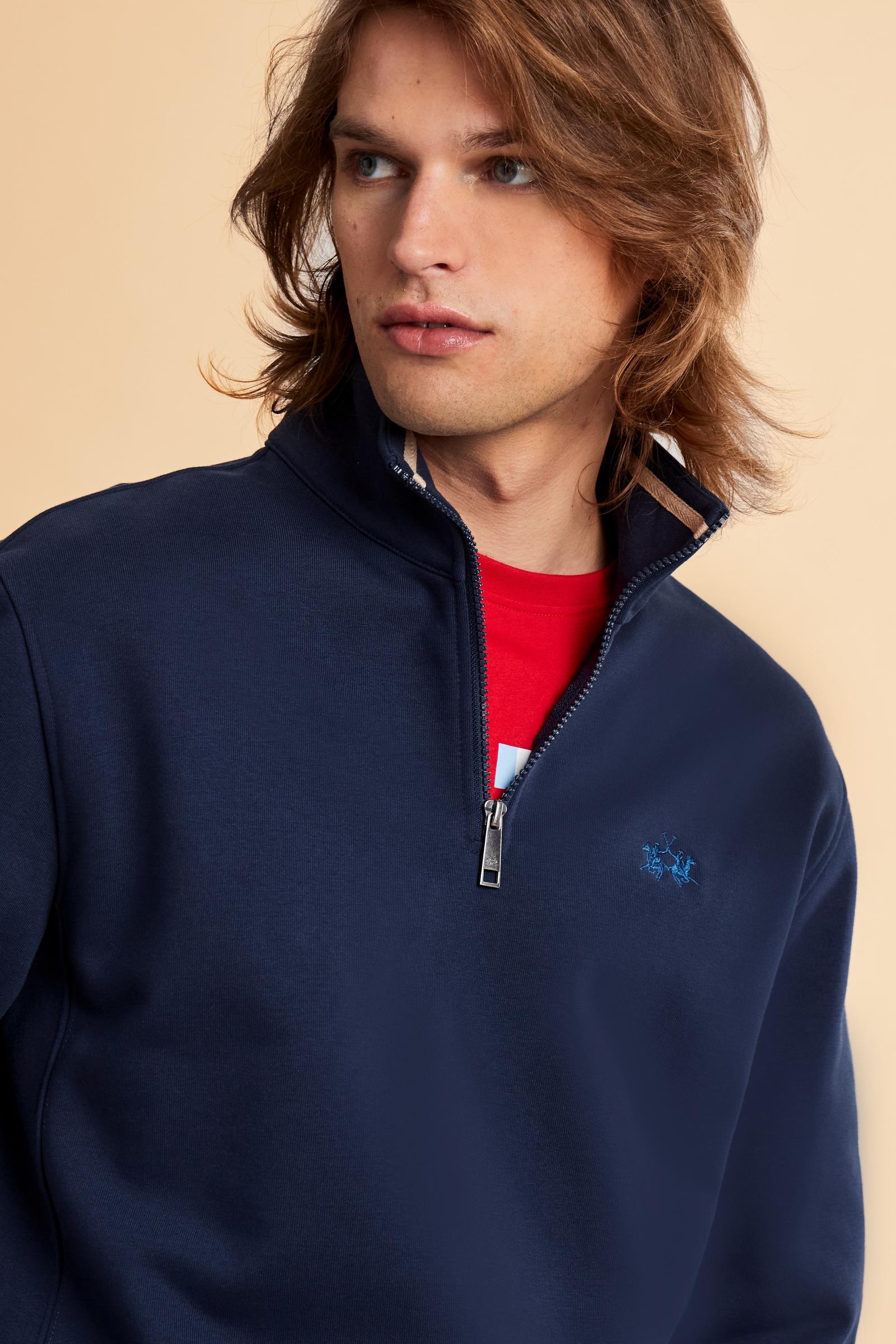 Herren Sweatshirt mit halbem Reißverschluss aus Baumwoll-French-Terry – Chalino - Image 3