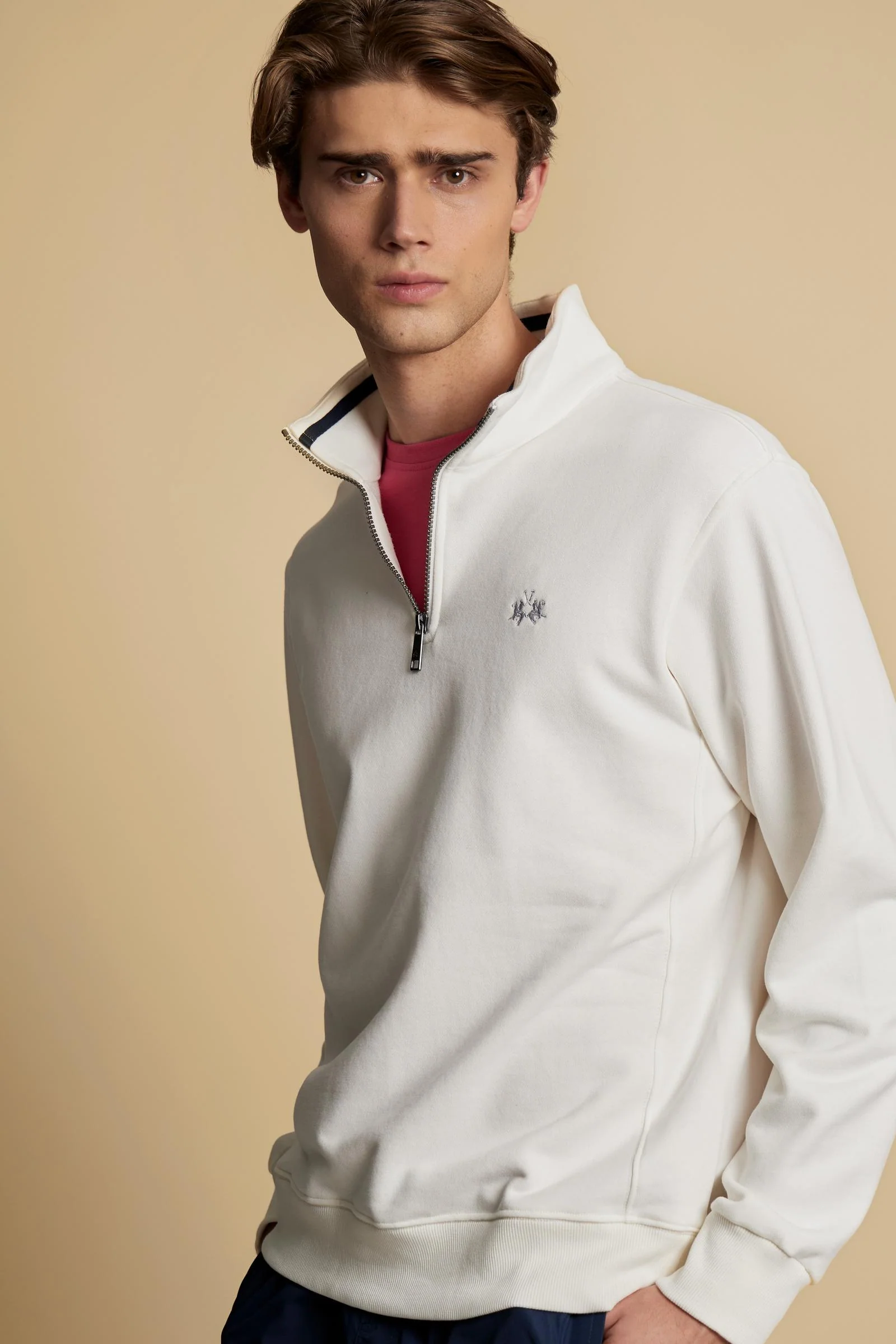Herren Sweatshirt mit halbem Reißverschluss aus Baumwoll-French-Terry – Chalino - Image 3
