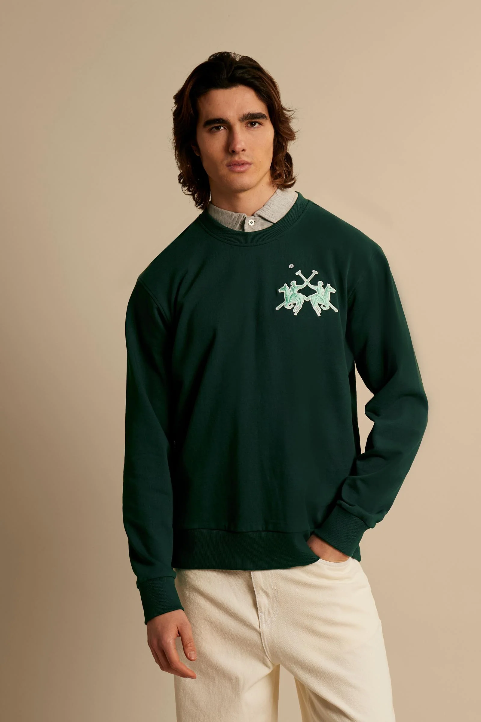 Herren Sweatshirt mit Rundhalsausschnitt aus French Terry mit Maxi-Logo - Chuy
