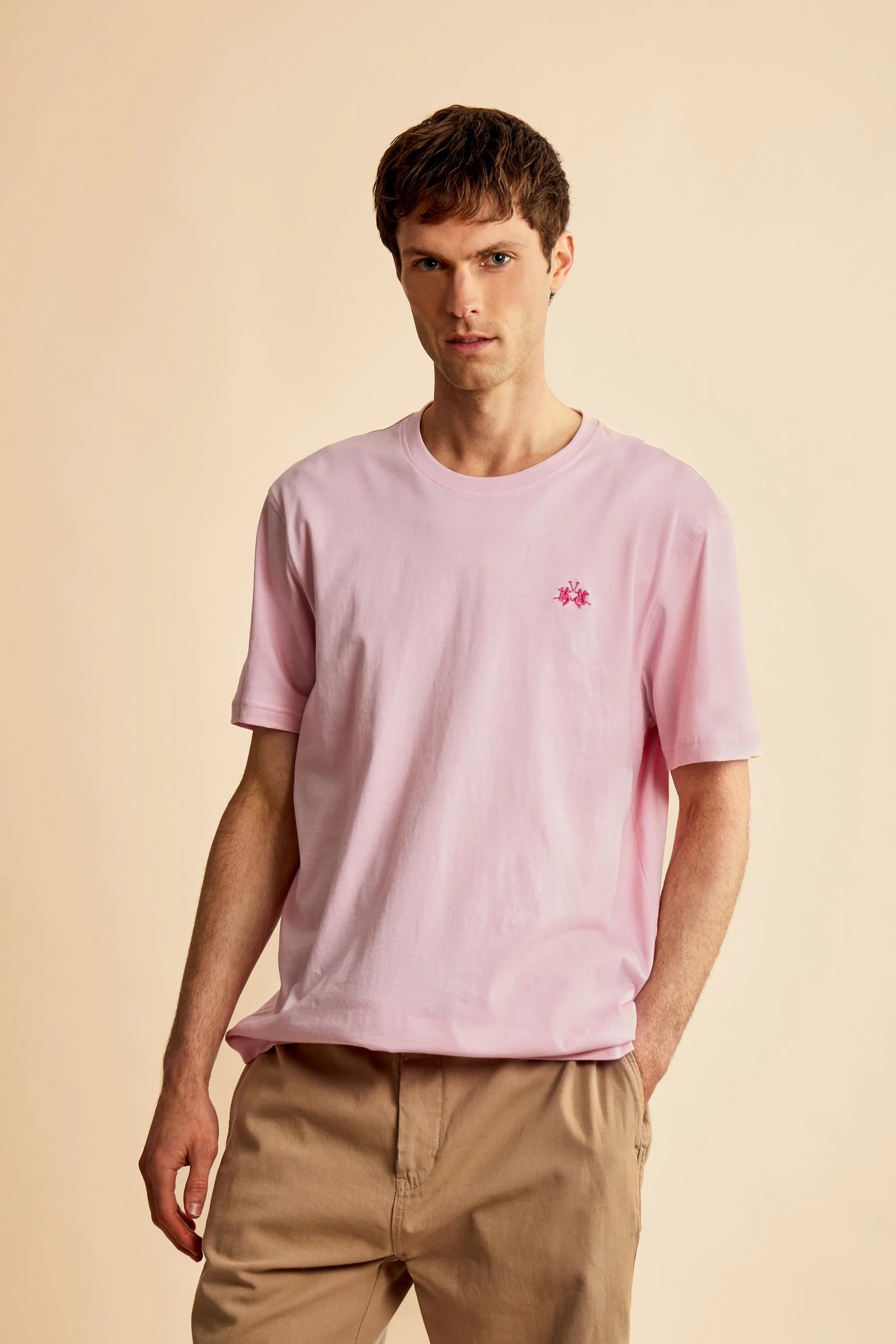 Herren T-Shirt aus Baumwolljersey mit kleinem Logo - Serge