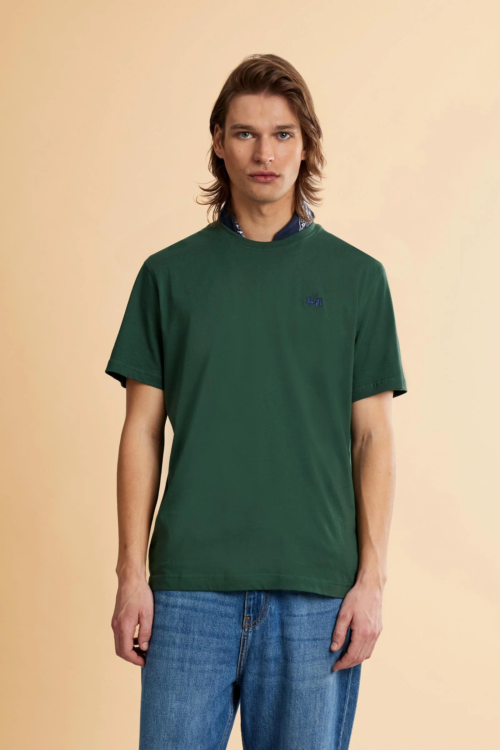 Herren T-Shirt aus Baumwolljersey mit kleinem Logo - Serge