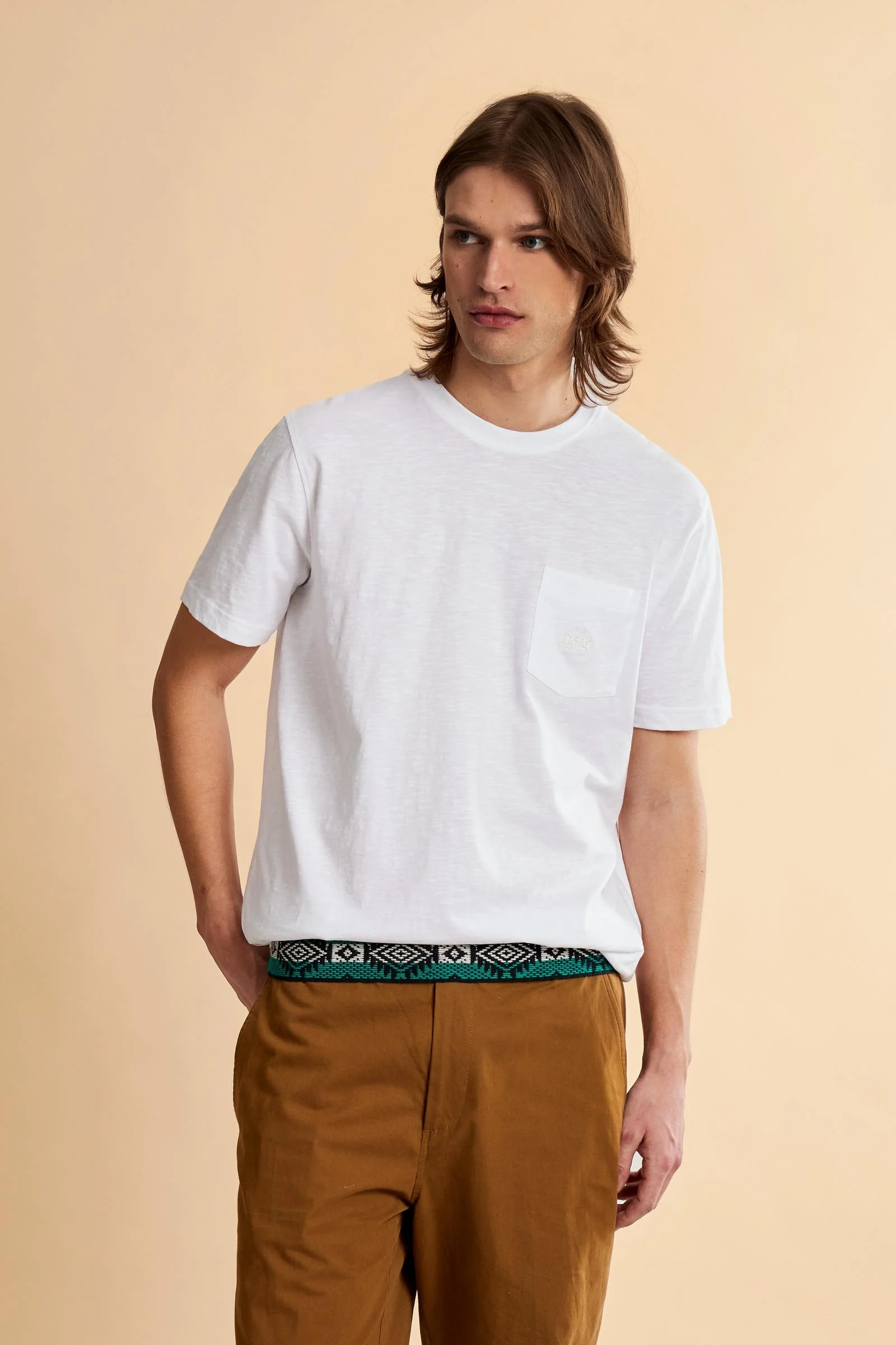 Herren T-Shirt aus Slub-Jersey mit Logo-Brusttasche - Tuan