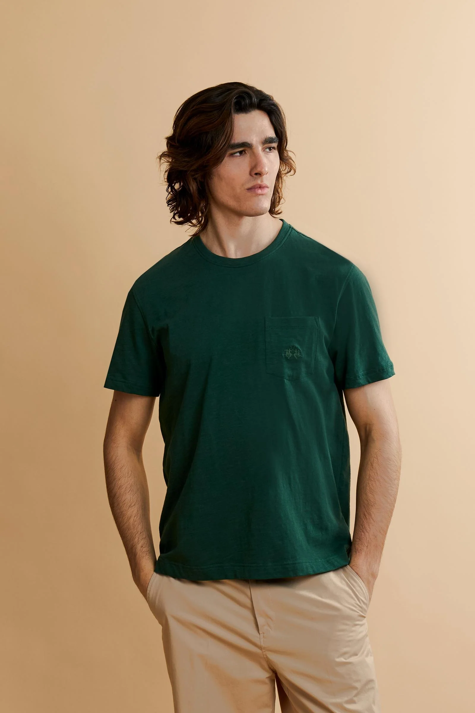 Herren T-Shirt aus Slub-Jersey mit Logo-Brusttasche - Tuan