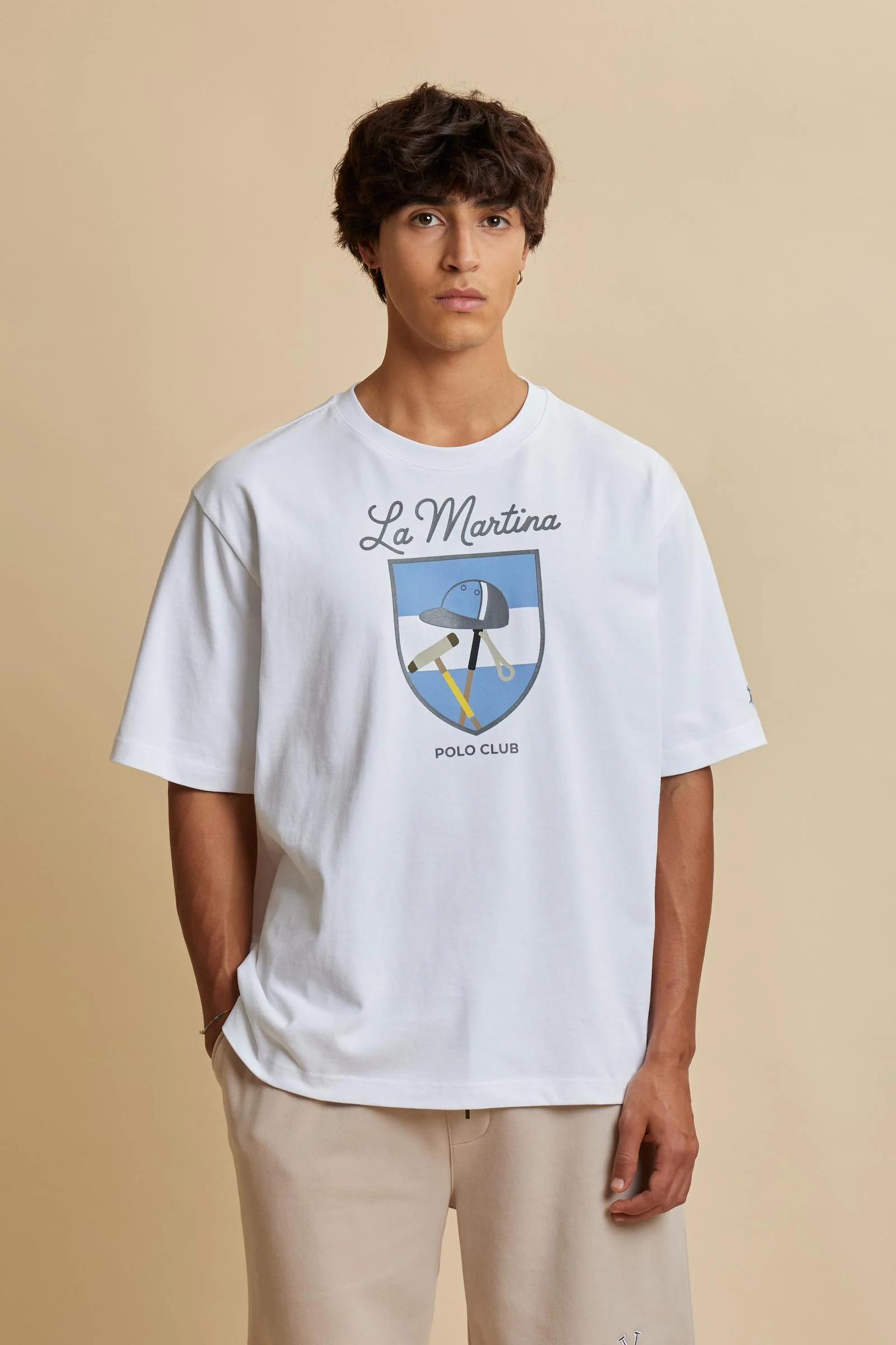 Herren-T-Shirt mit kurzen Ärmeln aus Baumwolljersey mit La Martina-Wappen - Ceferino