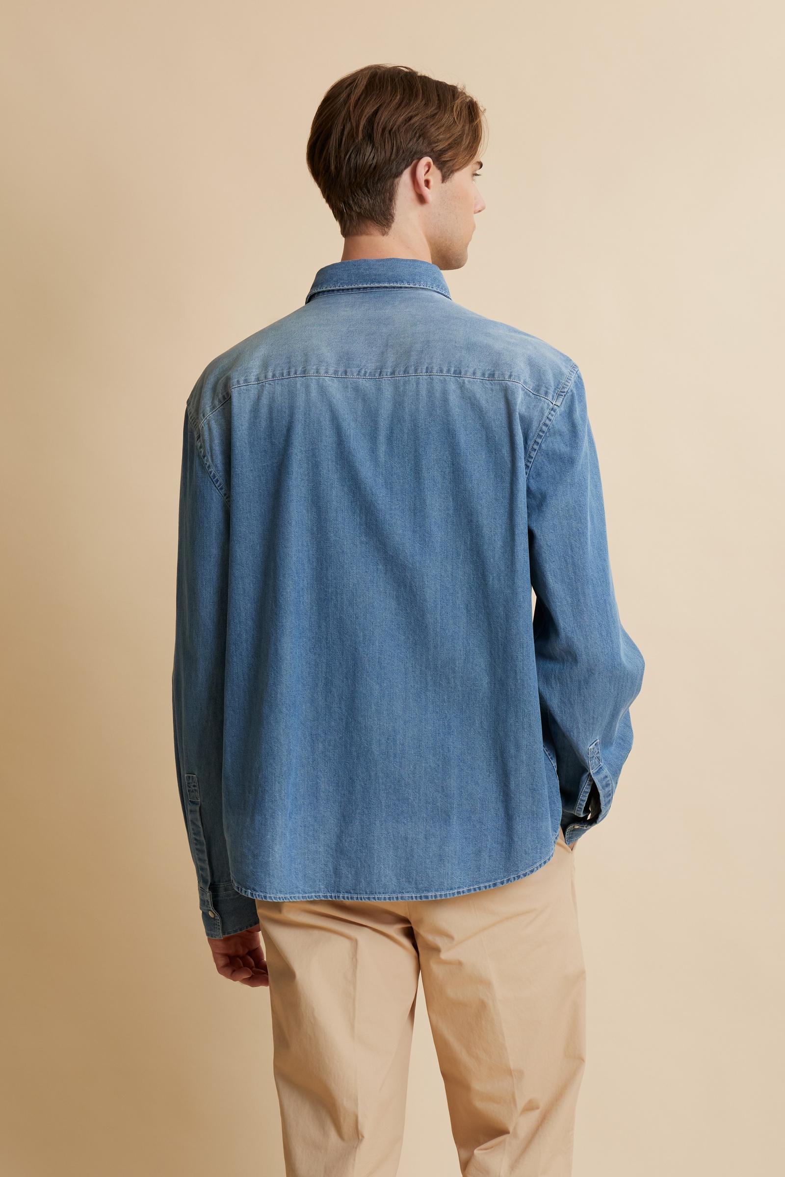 Herrenhemd aus gebleichtem Denim mit verwaschenem Effekt moderne Passform – Curtis - Image 4