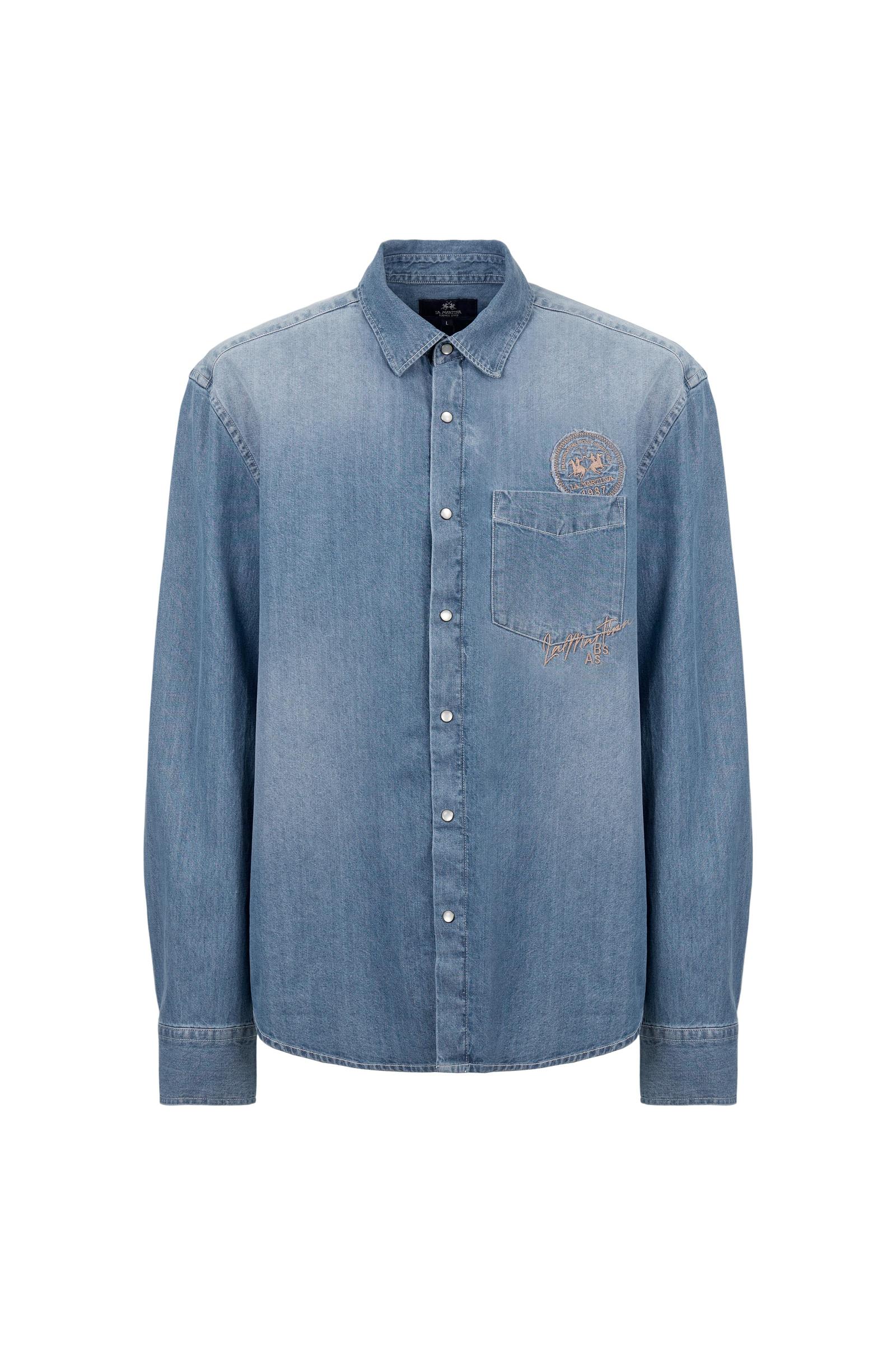 Herrenhemd aus gebleichtem Denim mit verwaschenem Effekt moderne Passform – Curtis - Image 5