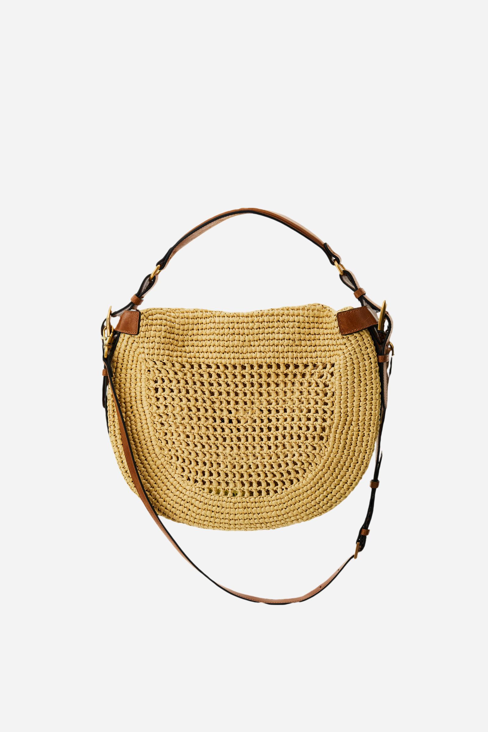 Hobo-Bag aus Bast mit Maxi-Logo und Lederdetails - Luna Cord - Image 2