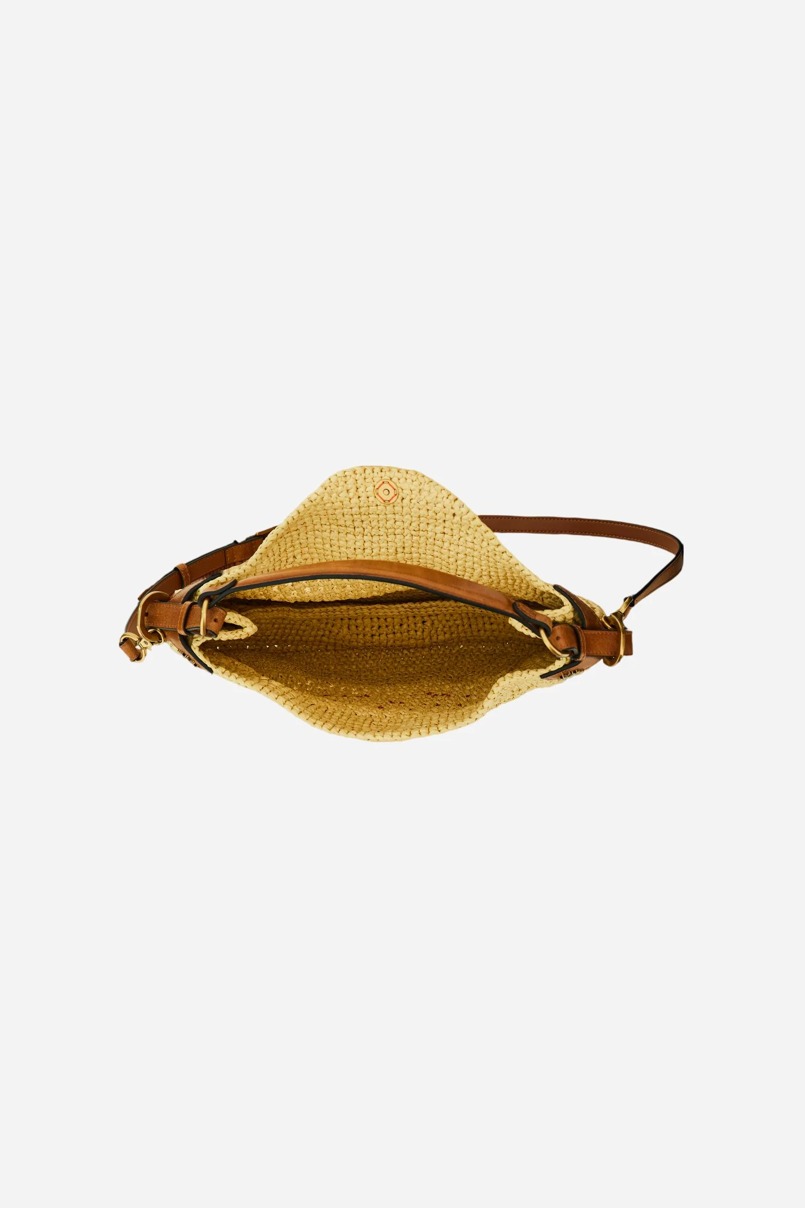 Hobo-Bag aus Bast mit Maxi-Logo und Lederdetails - Luna Cord - Image 4