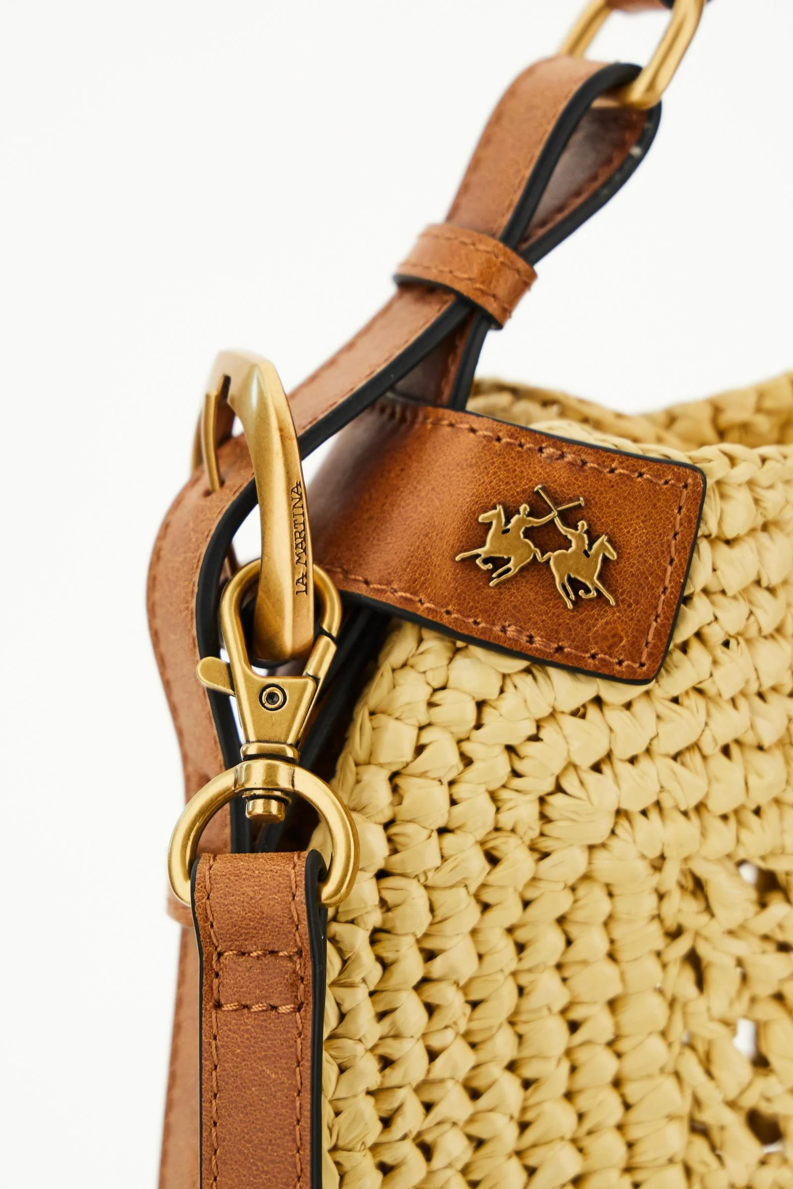 Hobo-Bag aus Bast mit Maxi-Logo und Lederdetails - Luna Cord - Image 5