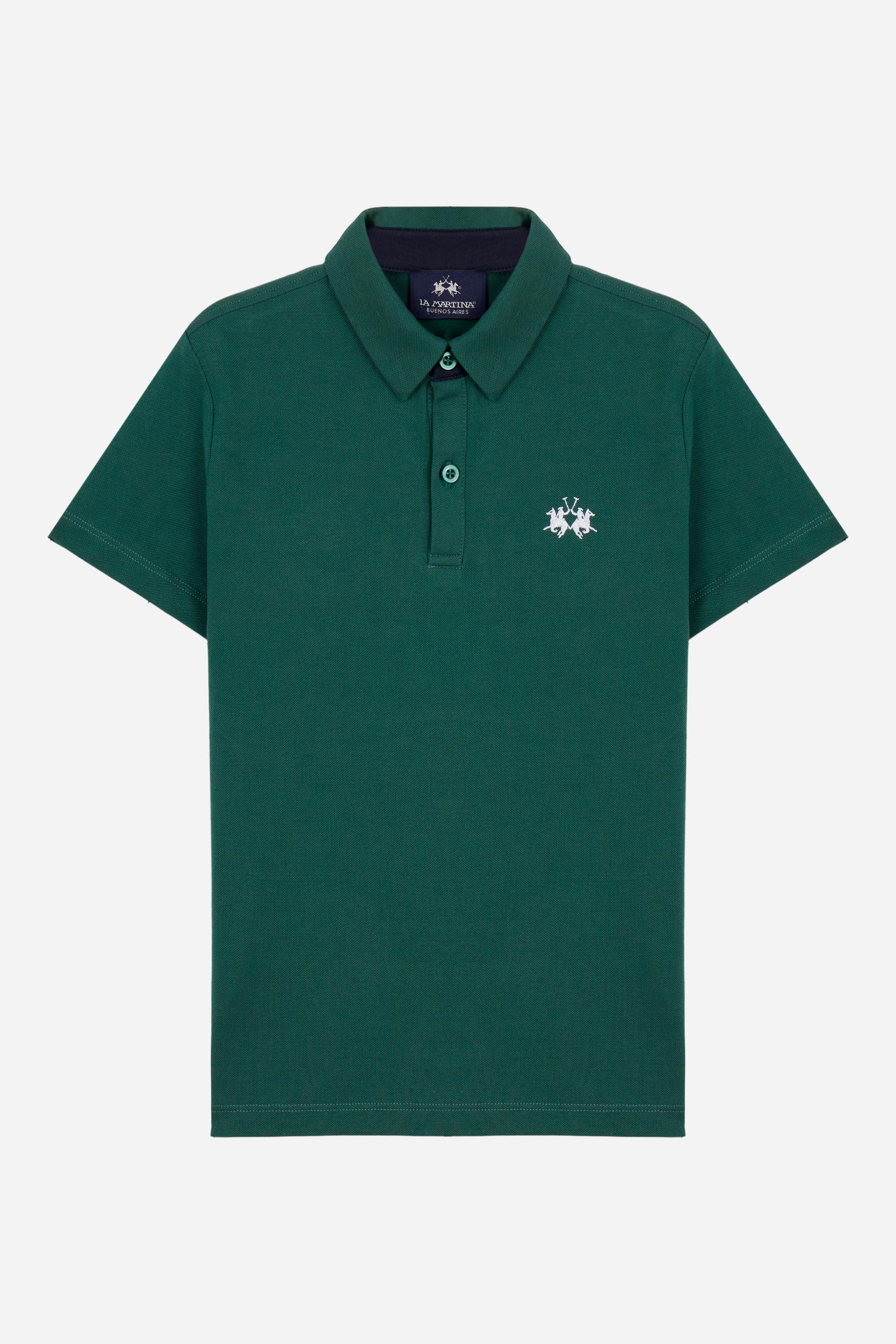 Jungen-Poloshirt aus Piqué mit mehrfarbigem Logo