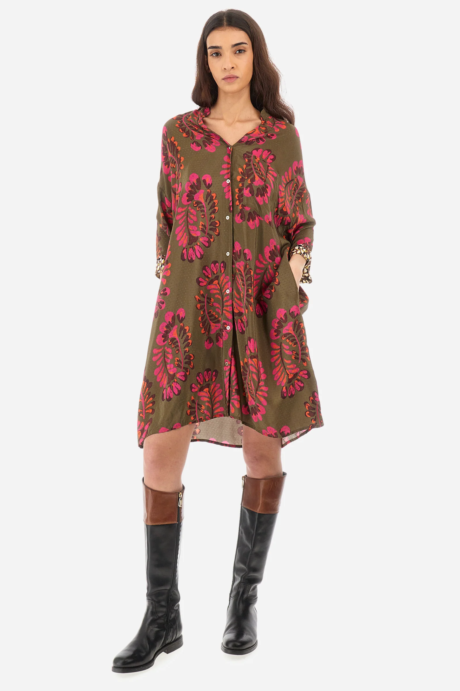 Kleid mit 3/4-Arm aus Synthetikgewebe Regular Fit – Yahaloma - Image 2