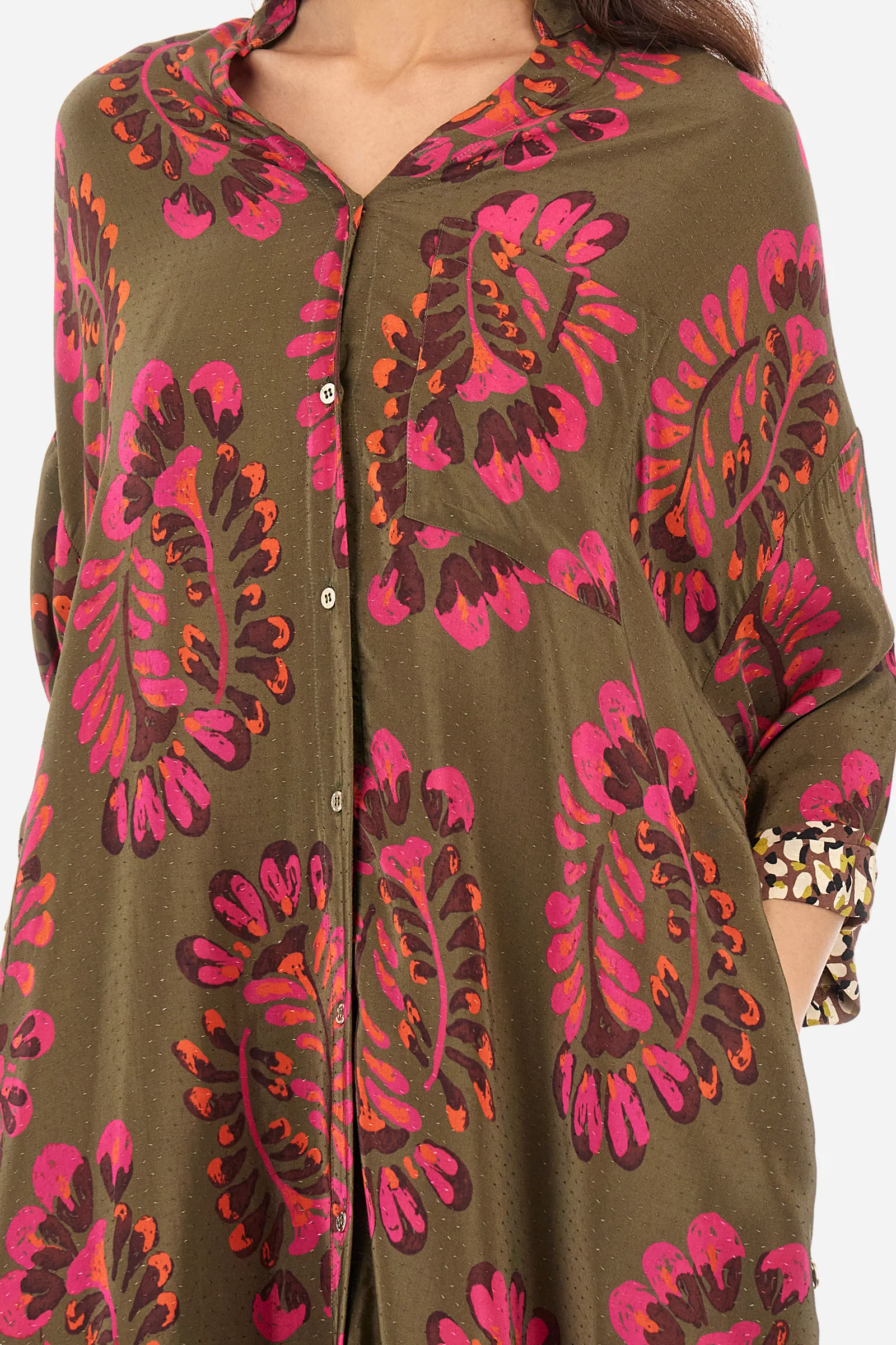 Kleid mit 3/4-Arm aus Synthetikgewebe Regular Fit – Yahaloma - Image 3