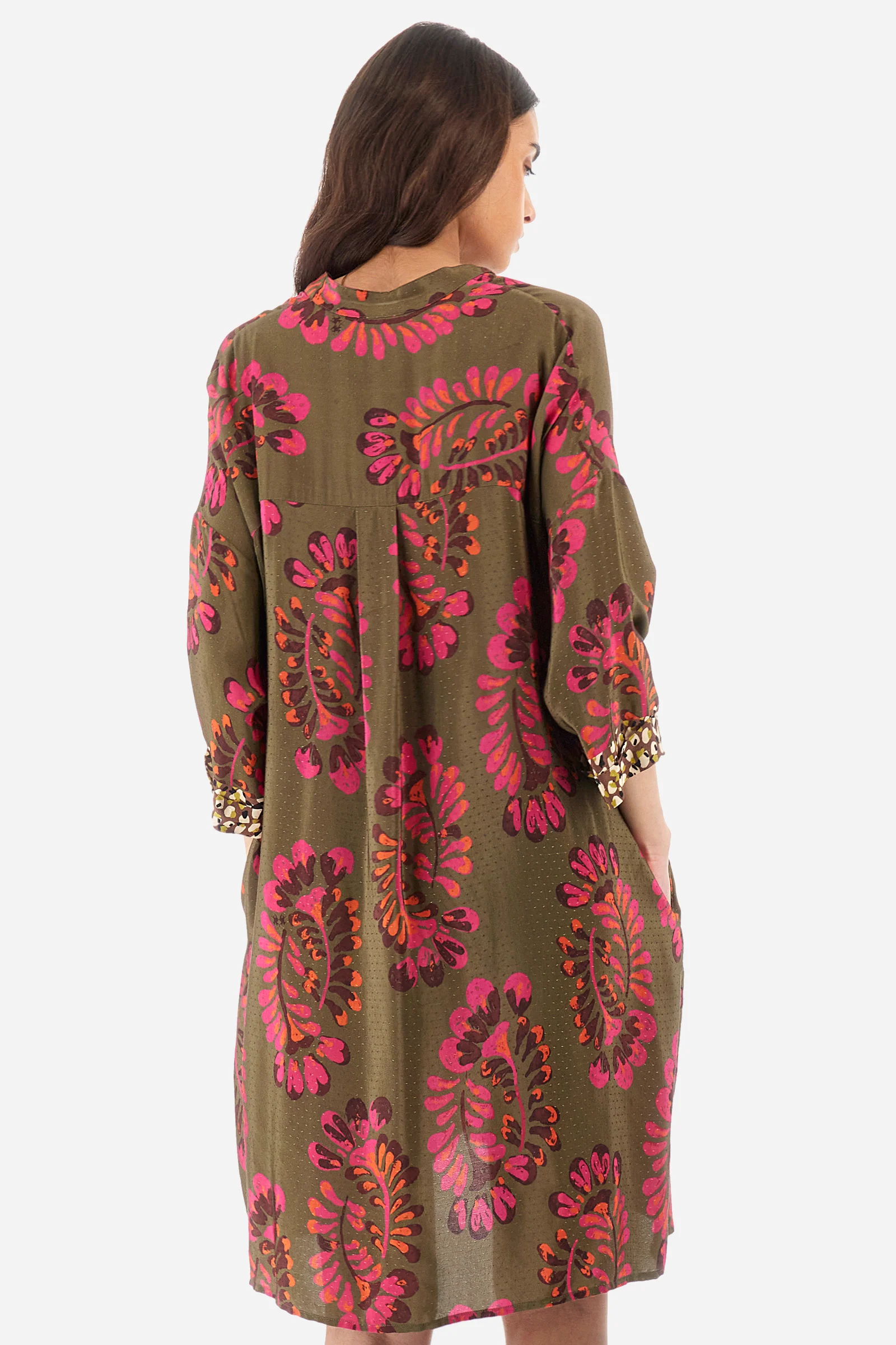 Kleid mit 3/4-Arm aus Synthetikgewebe Regular Fit – Yahaloma - Image 4