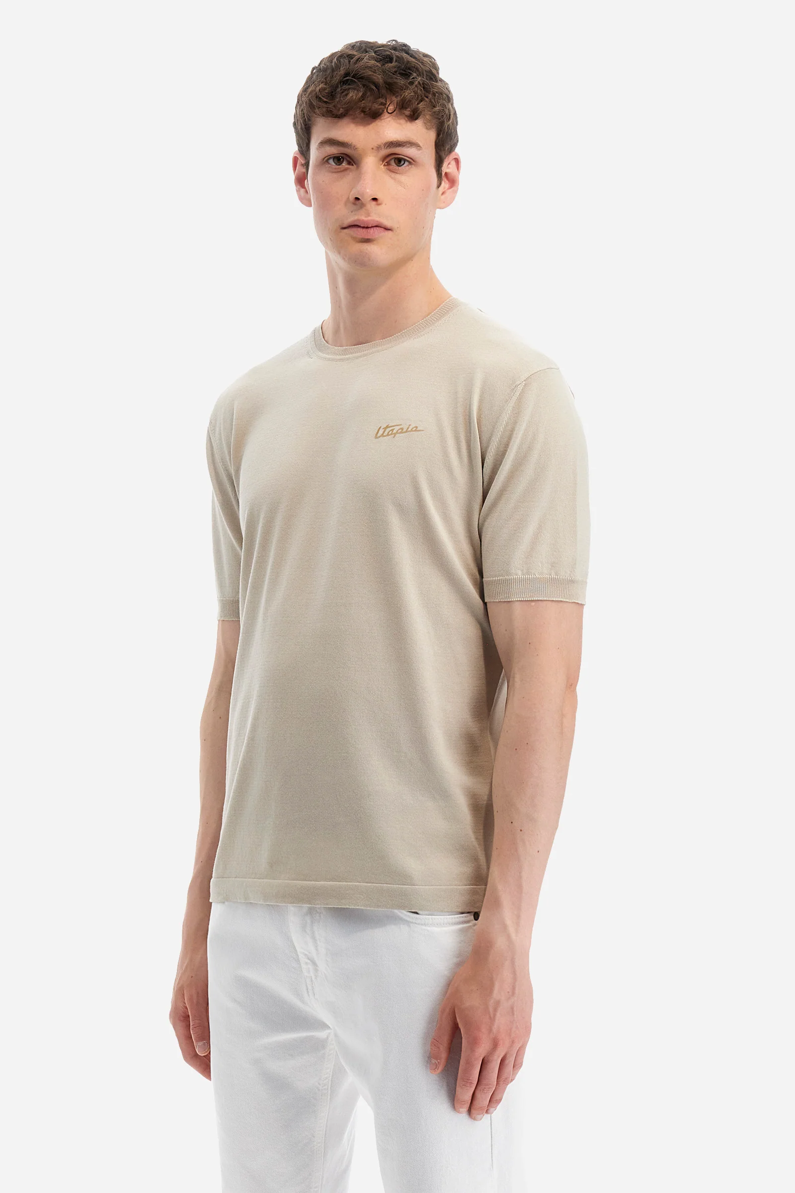 Kurzärmeliger Pullover aus Baumwolle Regular Fit - Yaw