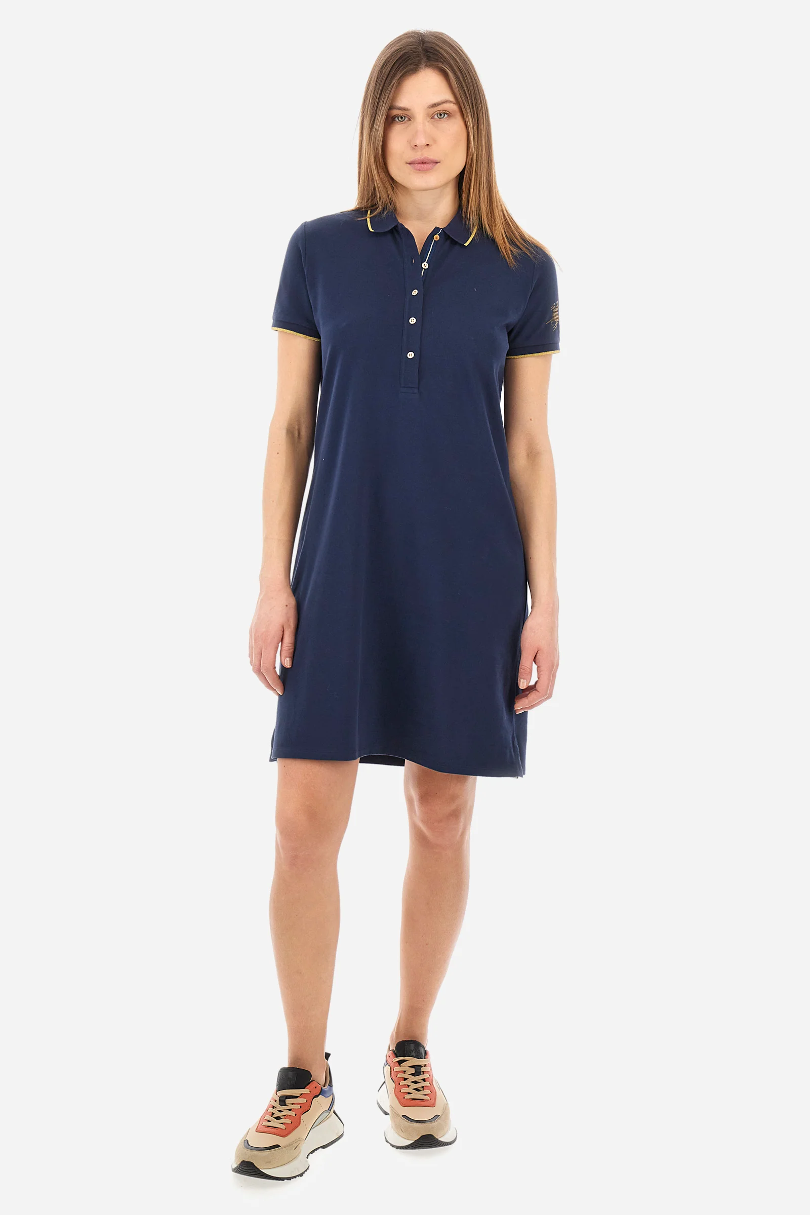 Kurzärmeliges Kleid aus Stretch-Baumwolle Regular Fit – Yashila - Image 2