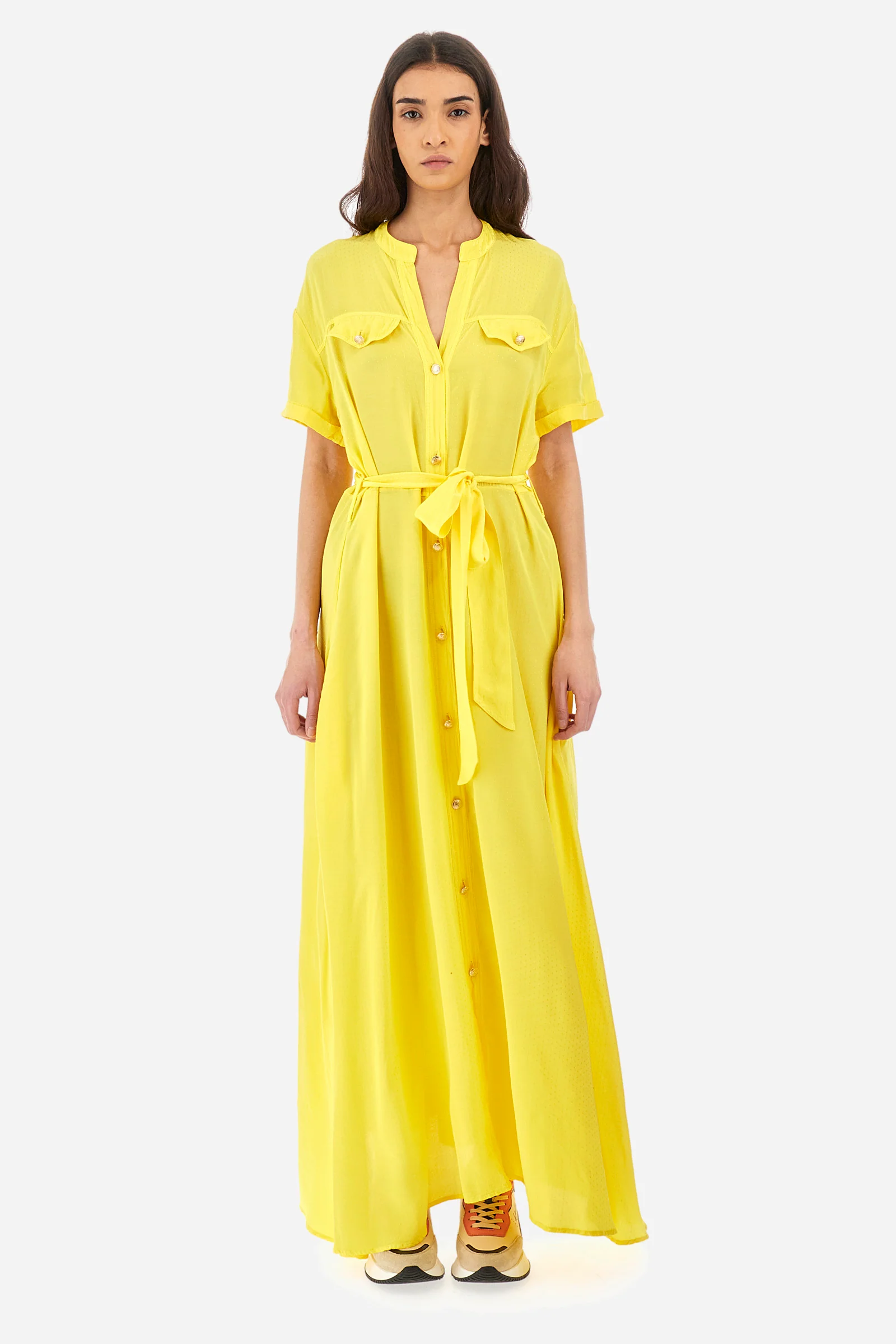 Kurzärmeliges Kleid aus Synthetikgewebe Regular Fit - Yazenia