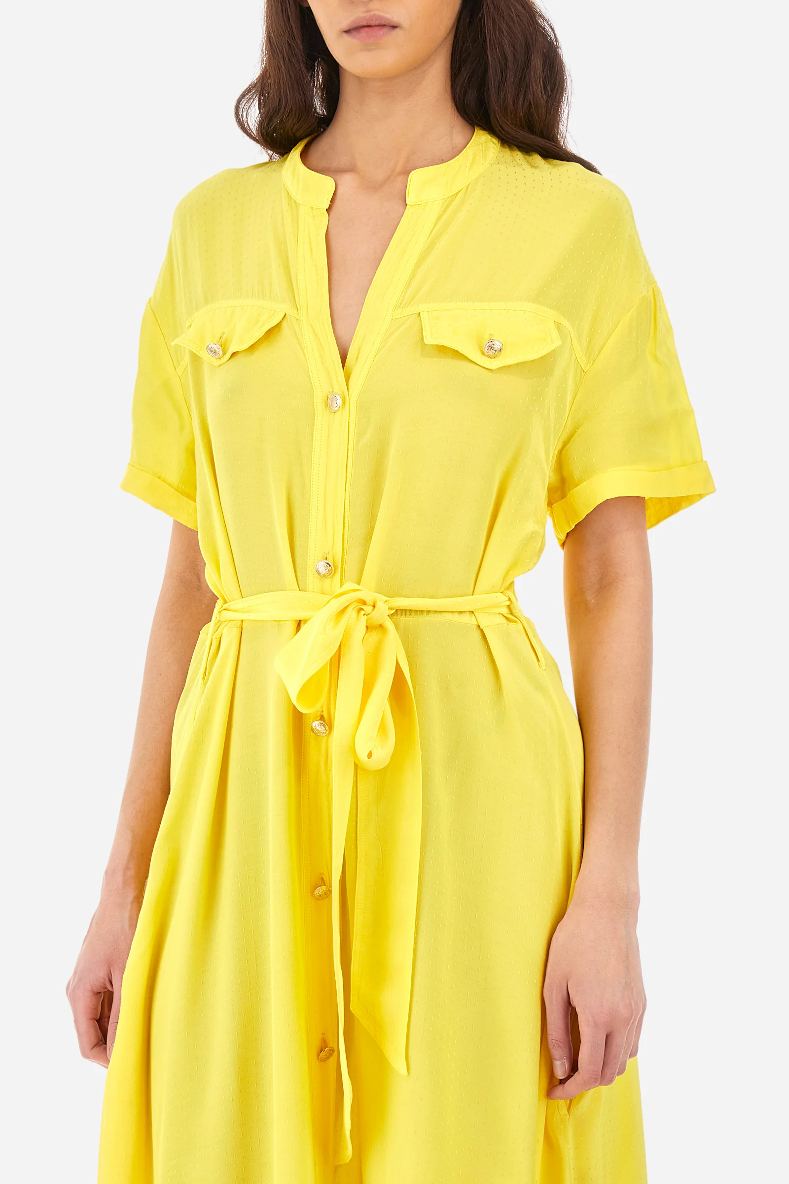 Kurzärmeliges Kleid aus Synthetikgewebe Regular Fit - Yazenia - Image 3