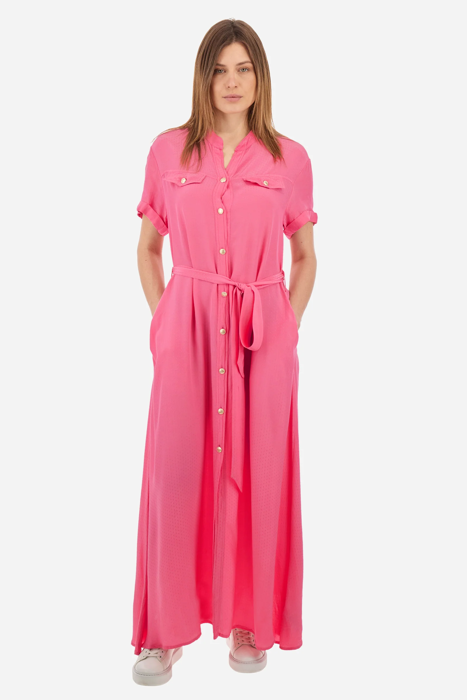 Kurzärmeliges Kleid aus Synthetikgewebe Regular Fit - Yazenia - Image 2