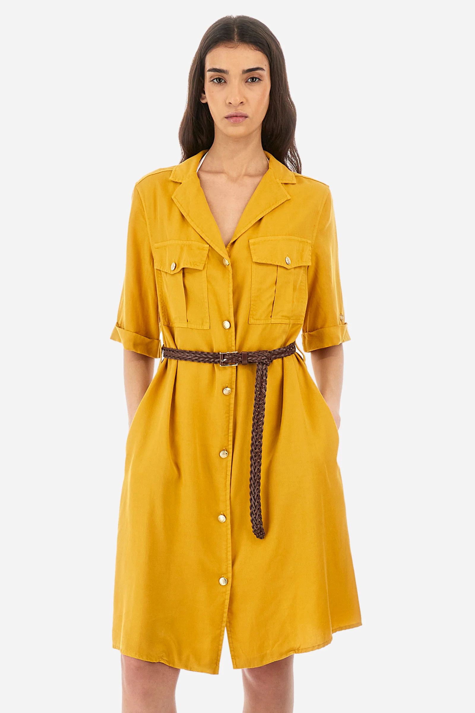 Kurzärmeliges Kleid aus Tencel - Yeruscha