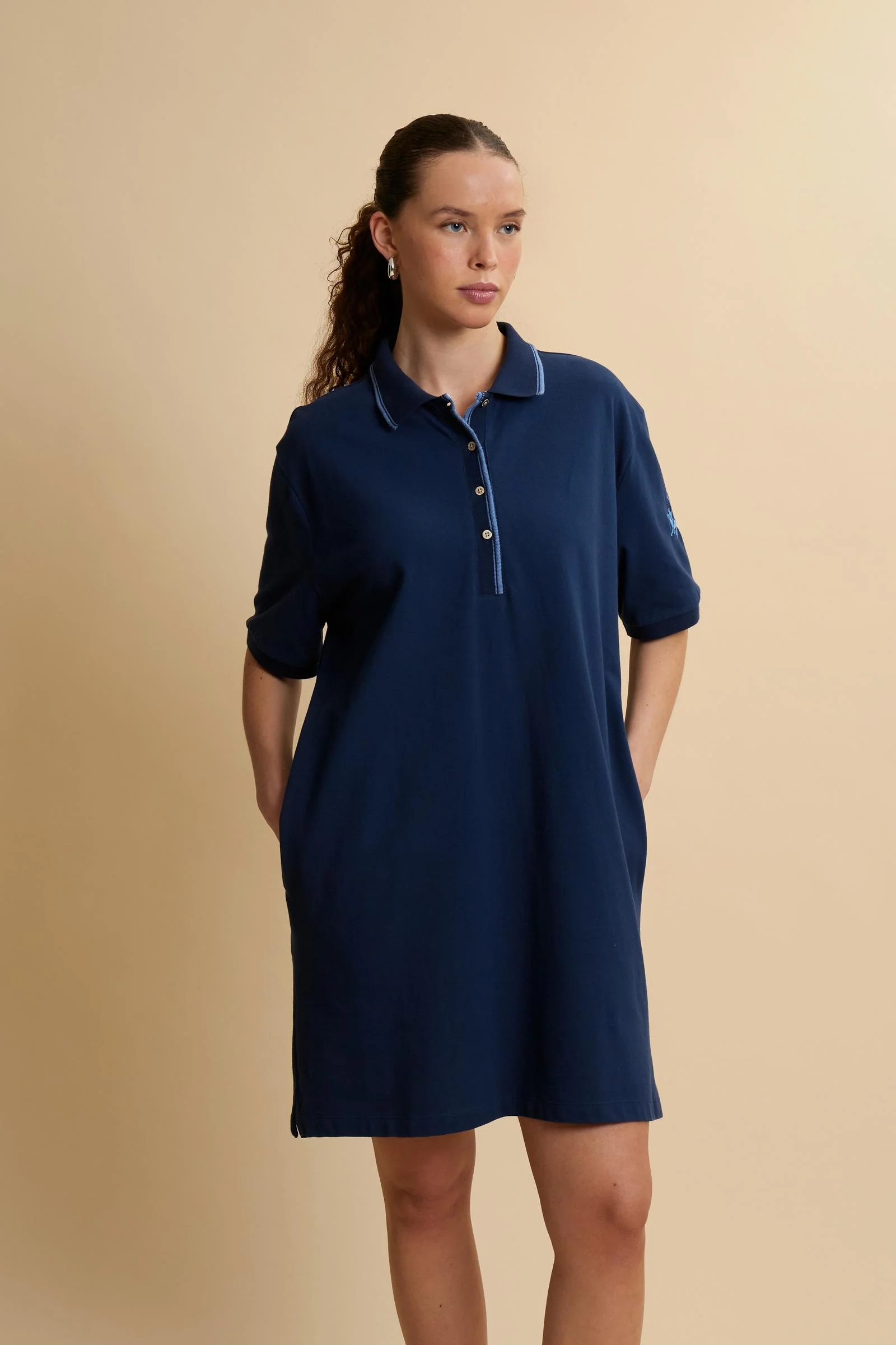 Polo-Kleid aus Baumwollpiqué Essential - Cherry