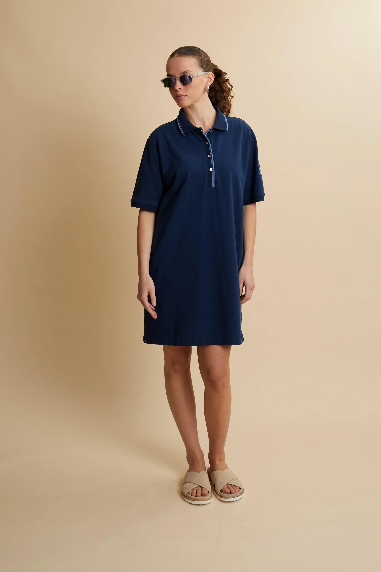 Polo-Kleid aus Baumwollpiqué Essential - Cherry - Image 2