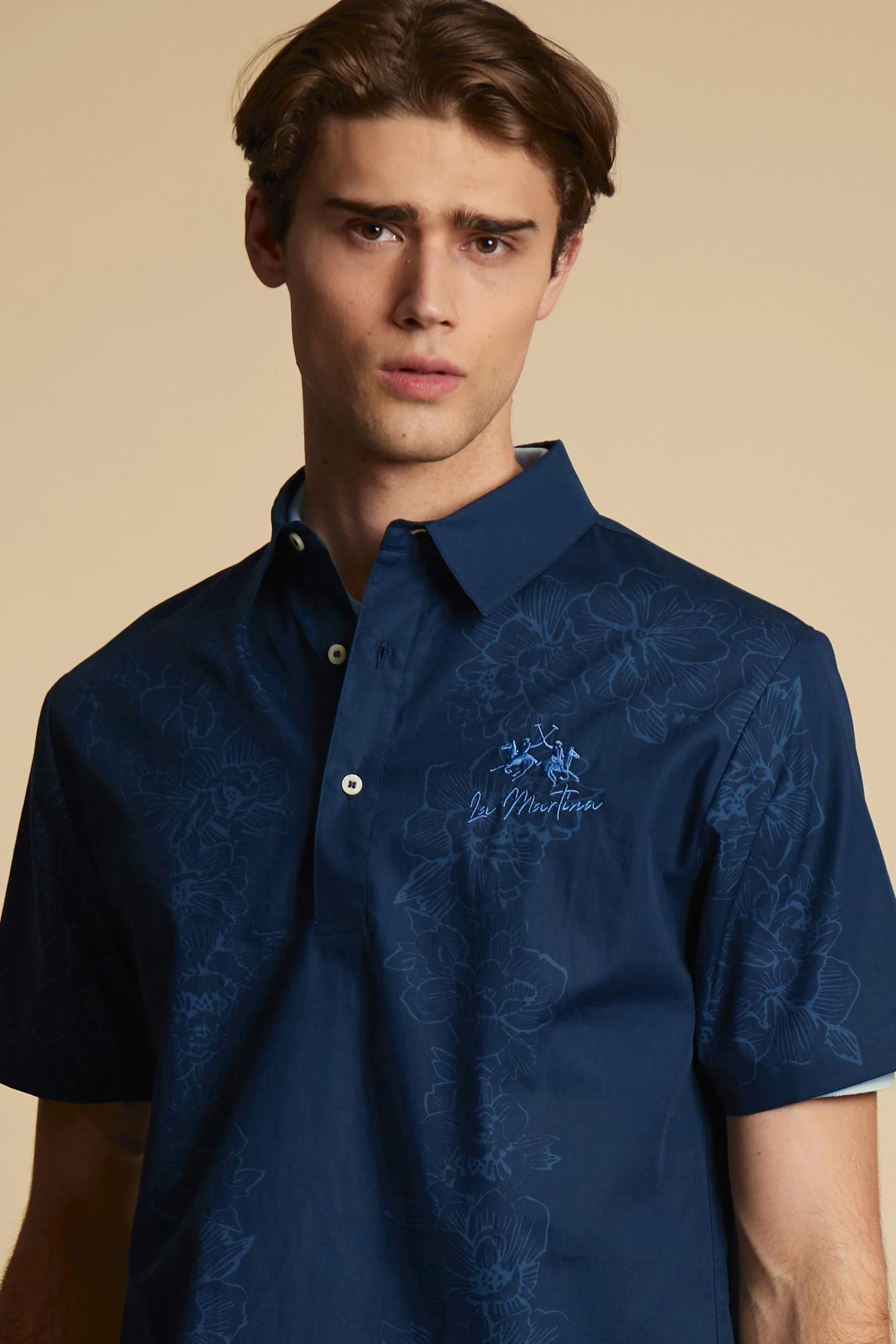 Polohemd aus Popeline mit Blumenprint - Carmelo - Image 3