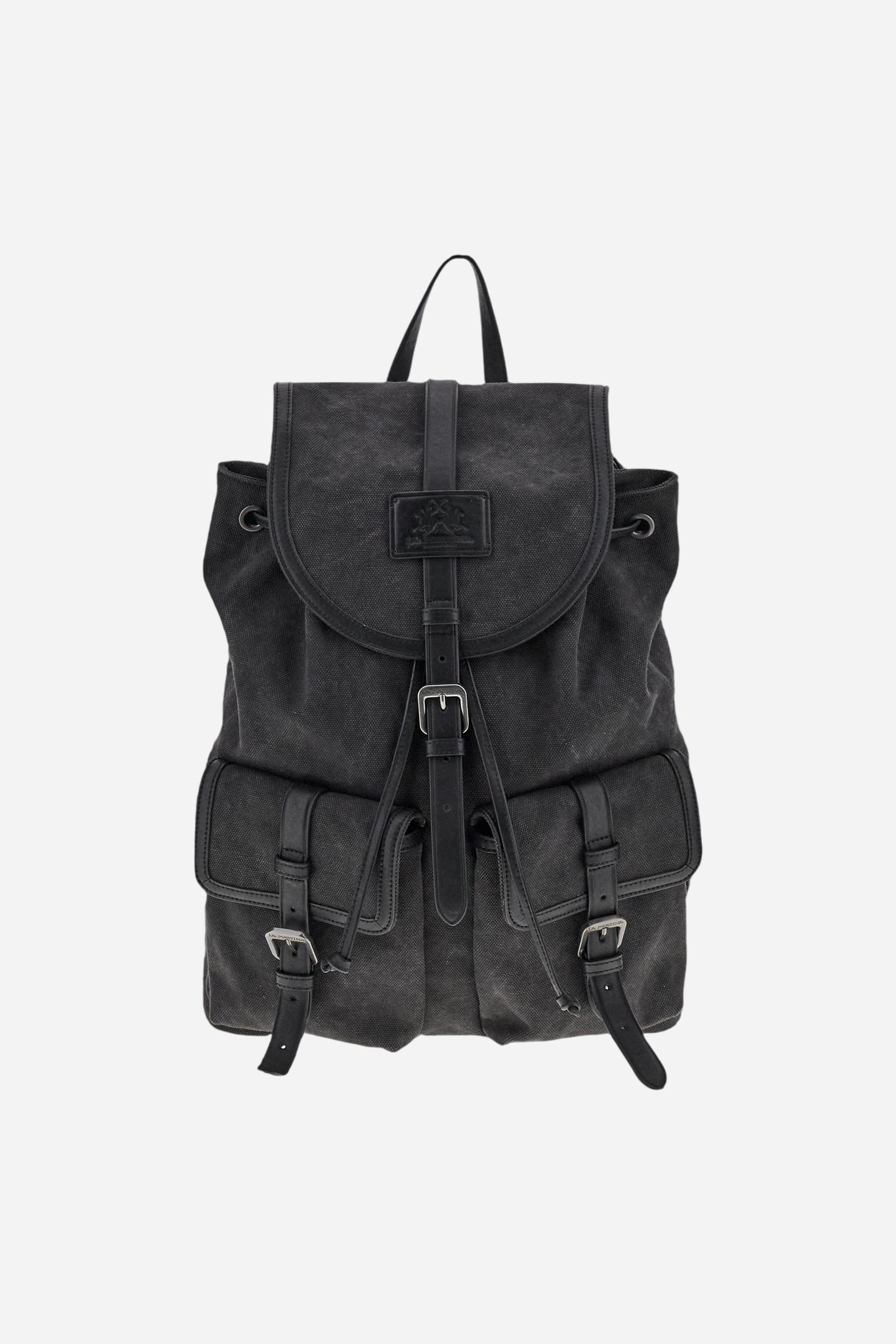 Rucksack aus gewaschenem Canvas und Leder – Matteo