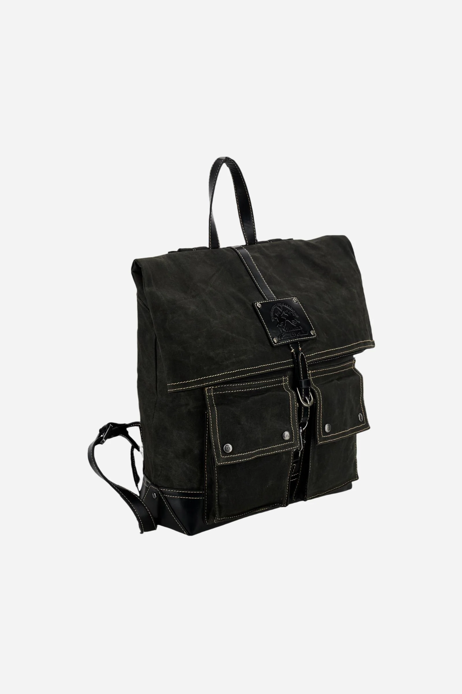 Rucksack mit aufgesetzten Taschen aus gewachstem Canvas - Buenos Aires - Image 3